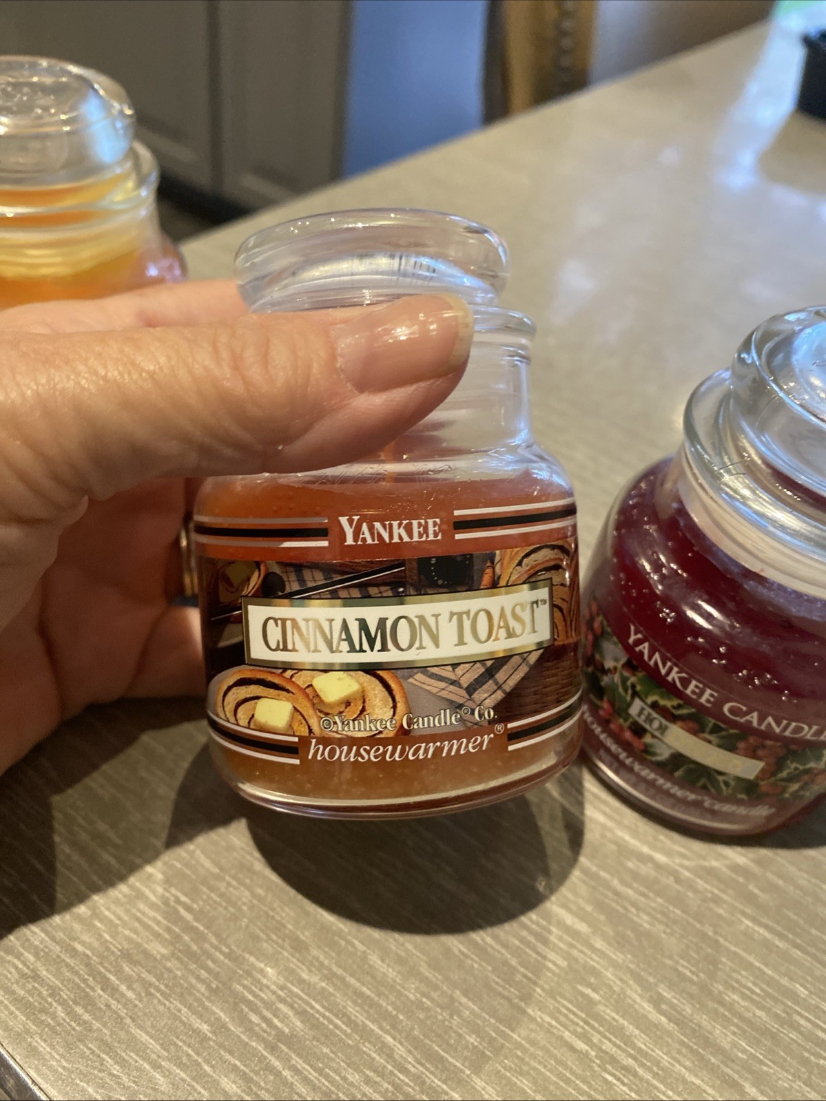 LOT 3 YANKEE CANDLE Harvest Cinnamon Toast Hollyberry 3.7 Oz Jars
