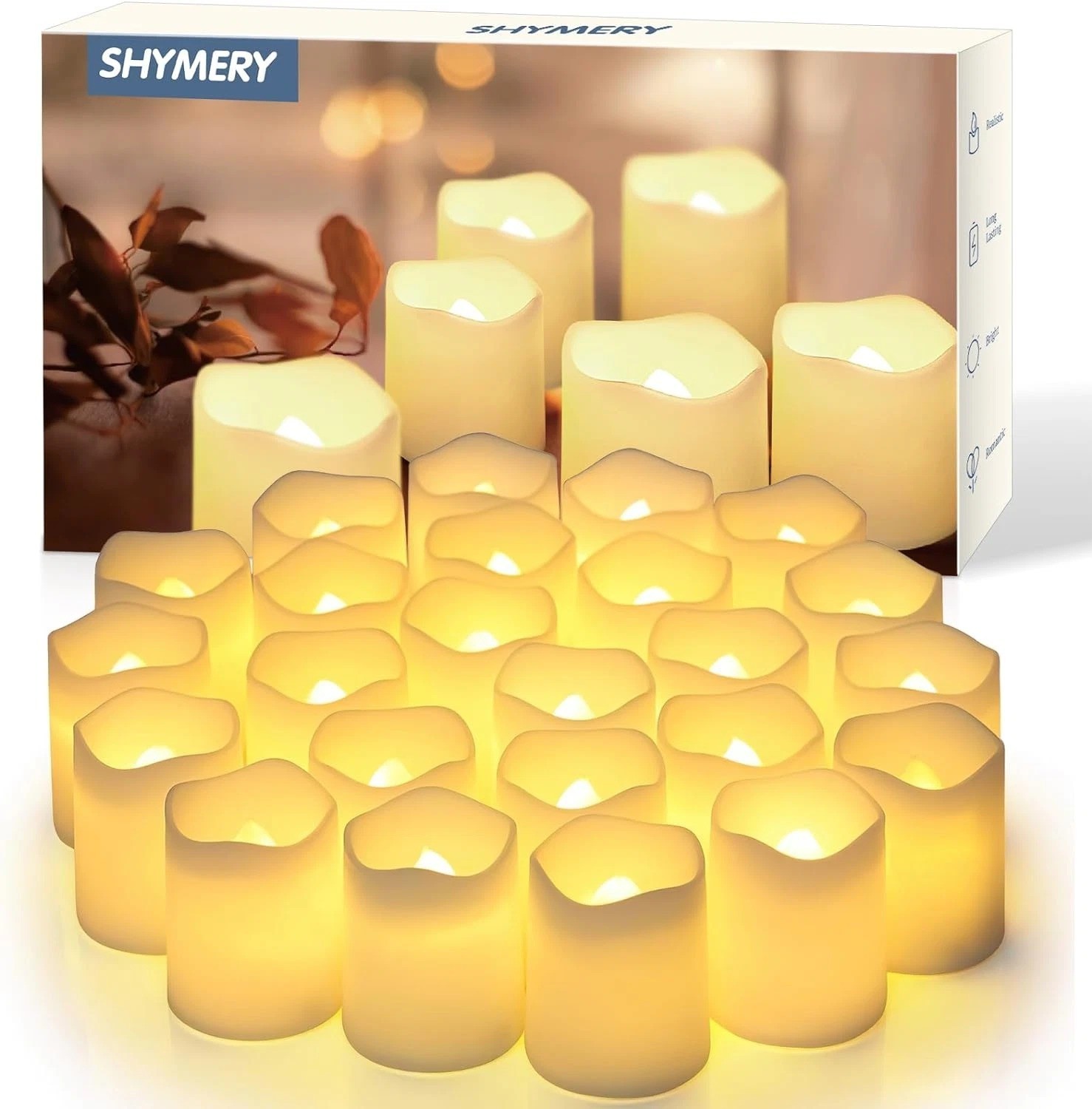 24pcs Flameless Votive Candles, Flameless Flickering Electric Fake Candle- 200hr