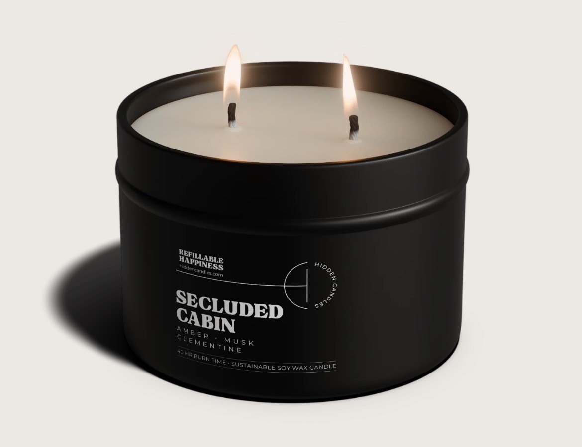 NEW Hidden Candles Secluded Cabin Scented Soy Wax Candle, Multiple Wick 10.6oz