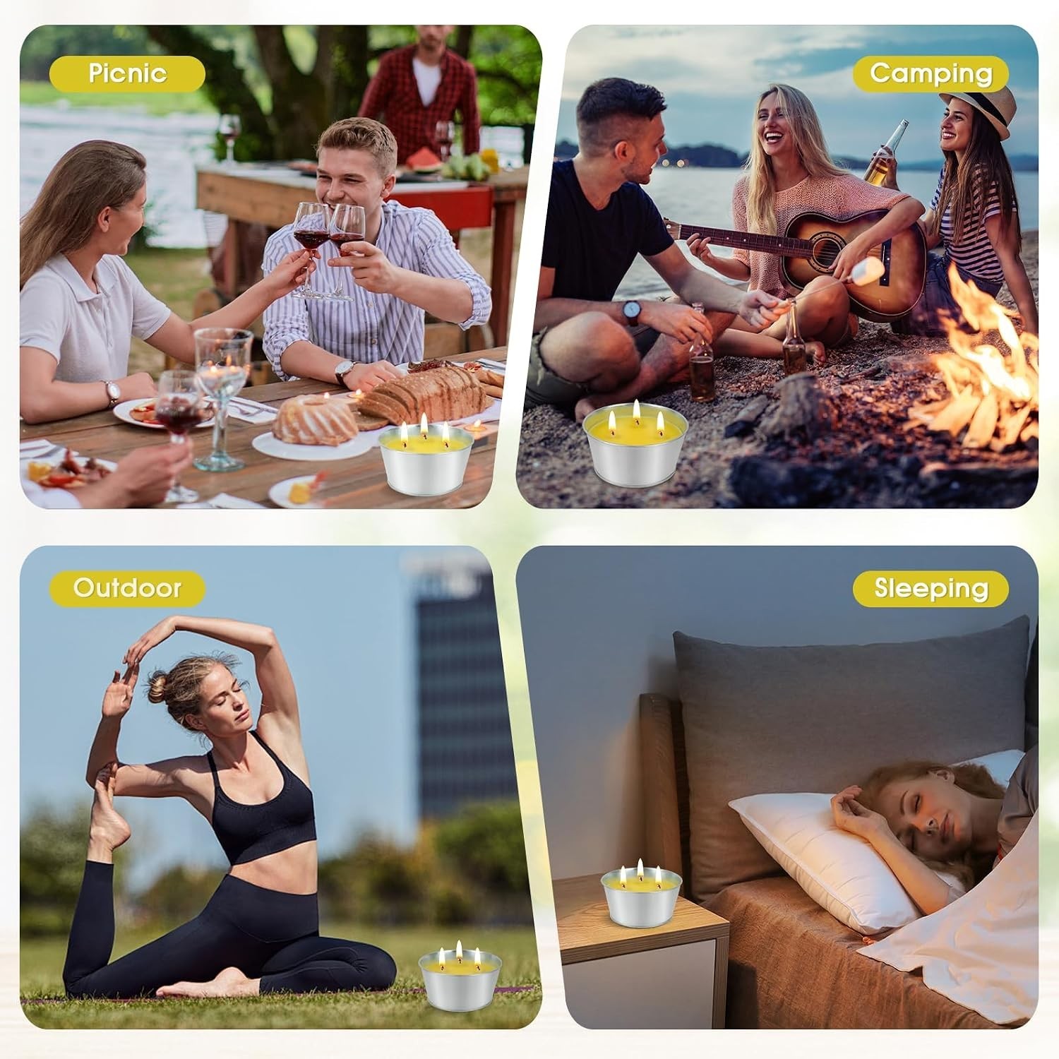 Large Citronella Candles Outdoor – Lemongrass Scented Candle Set 2 Pack Natur…