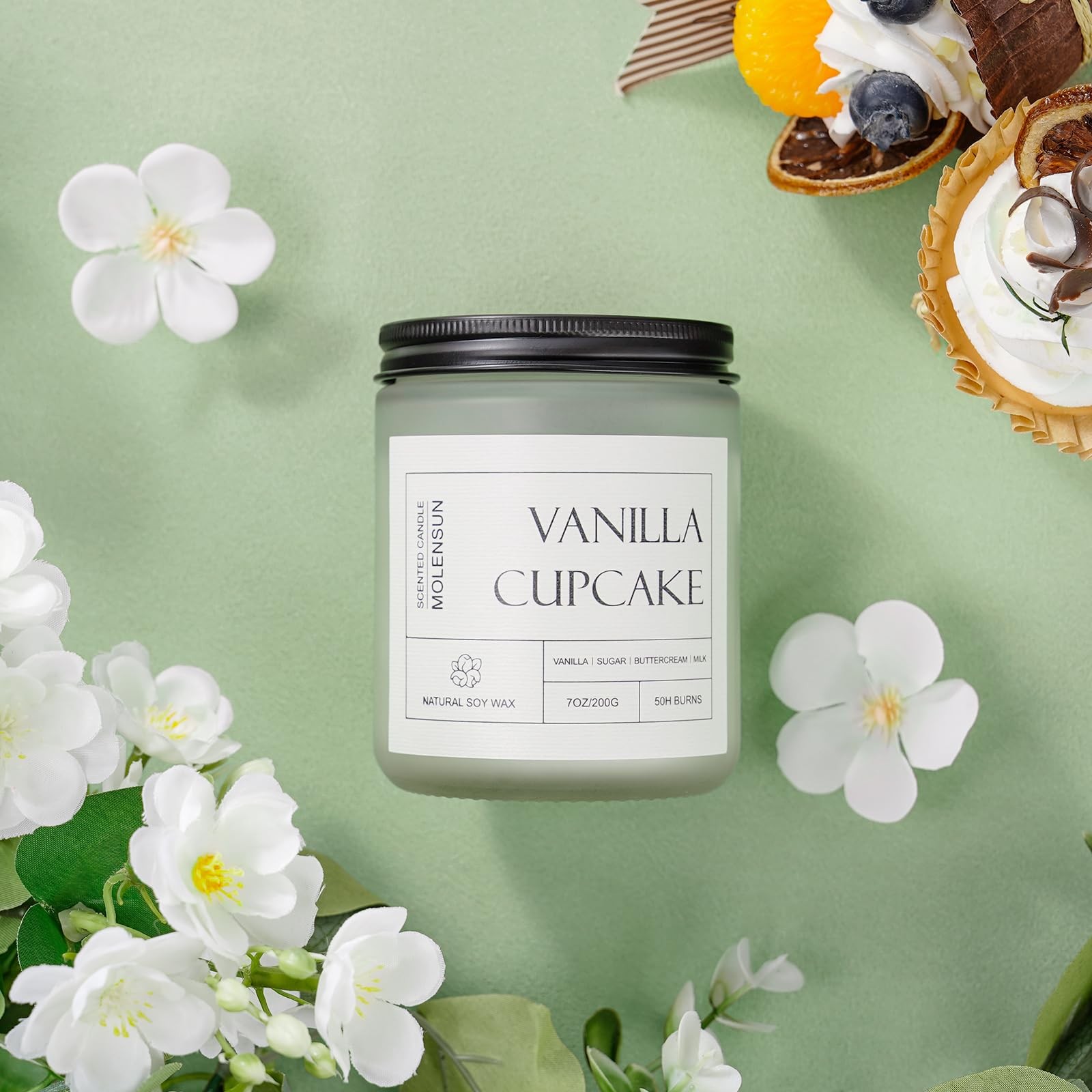 7 oz Vanilla Cupcake Long Lasting Aromatherapy Natural Soy Wax Jar Candle Unit