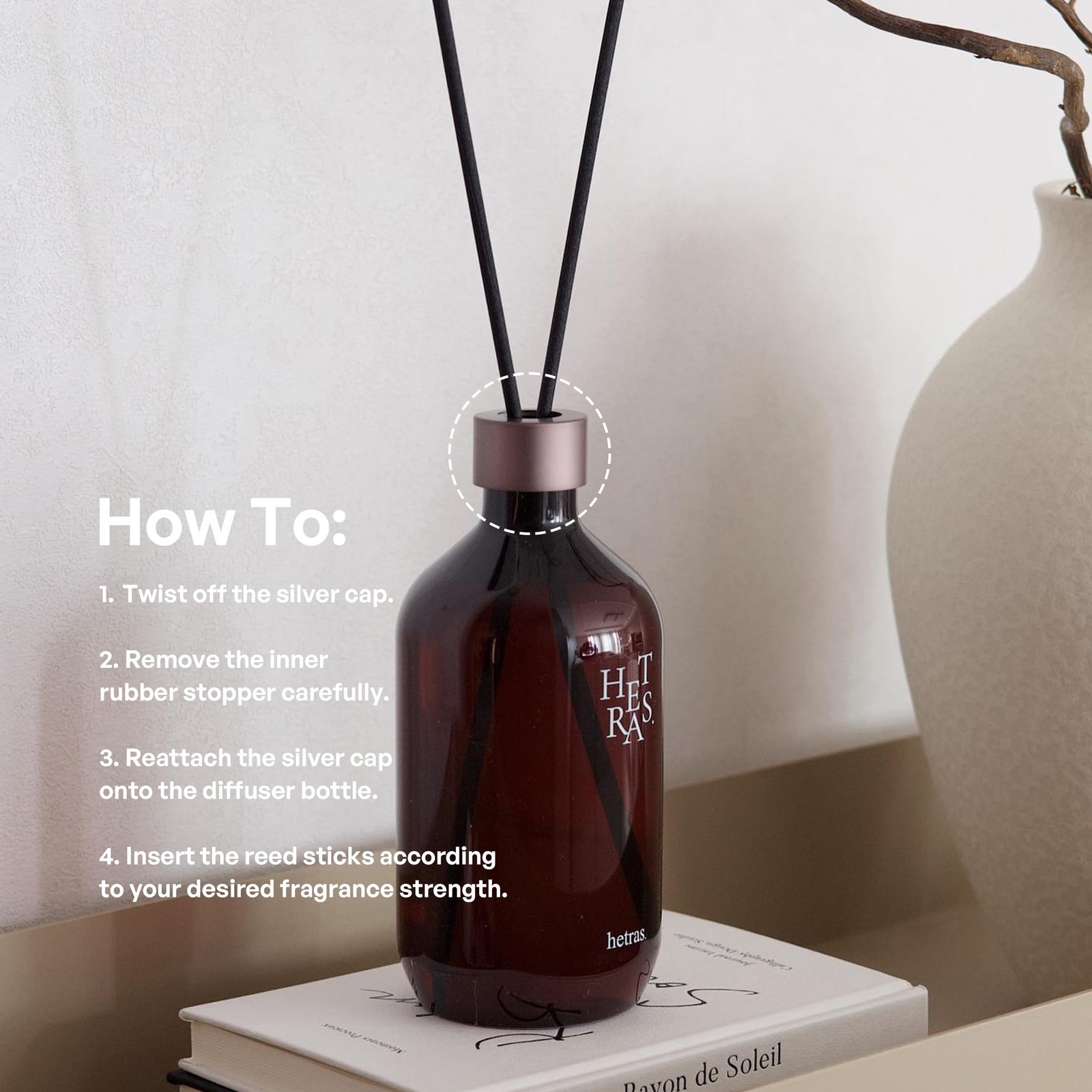 hetras Premium Reed Diffuser Set 16.9 fl.oz. 2 Pack | Oz/2 Pack, Brown