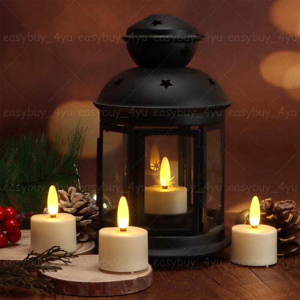 6pcs Flameless Rechargeable LED Tea Lights Flickering Candles with Timer Remote
