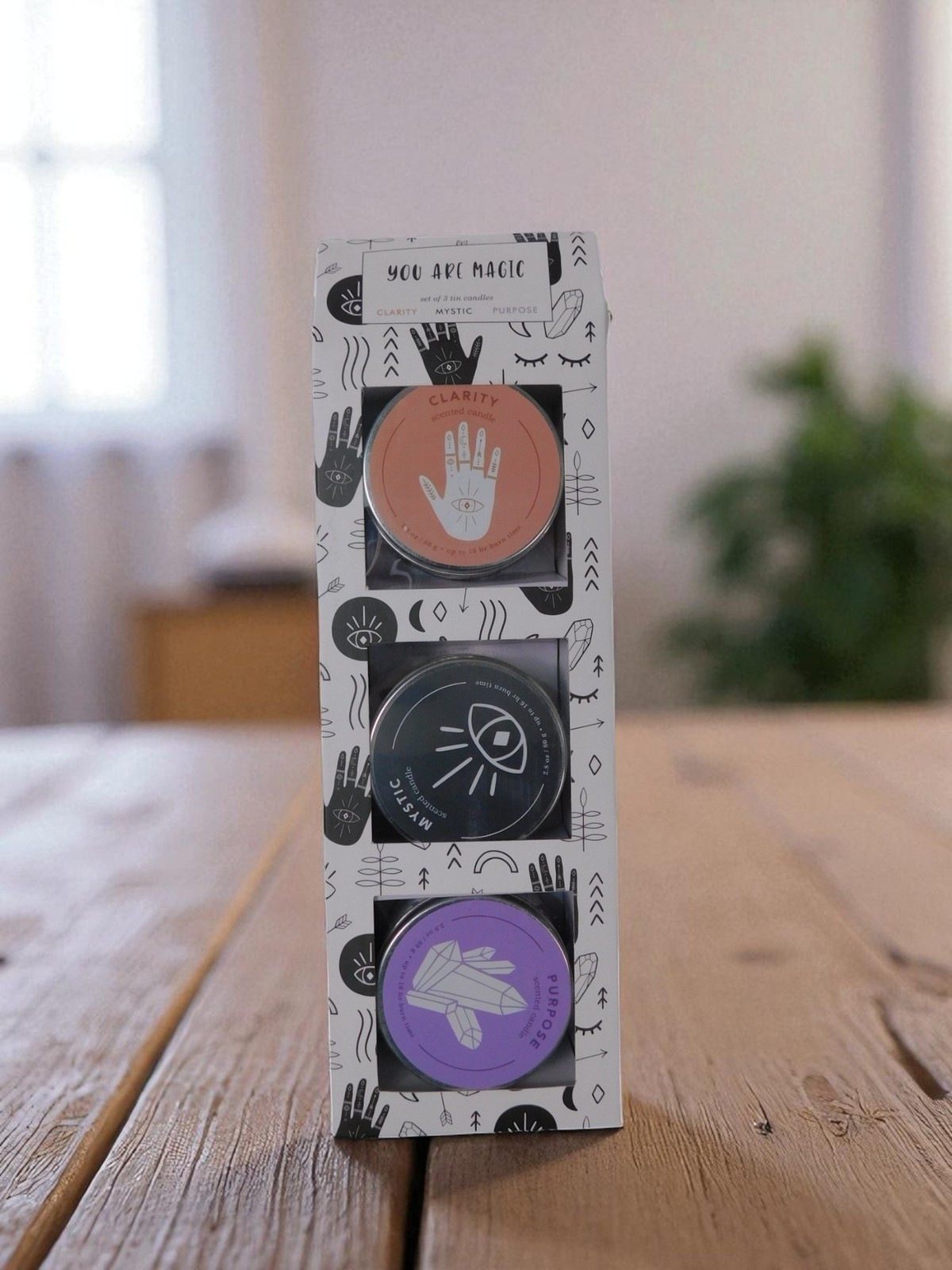 You Are Magic Scented Candle Set 3 Tin Clarity Mystic Purpose Crystals Gift Deco