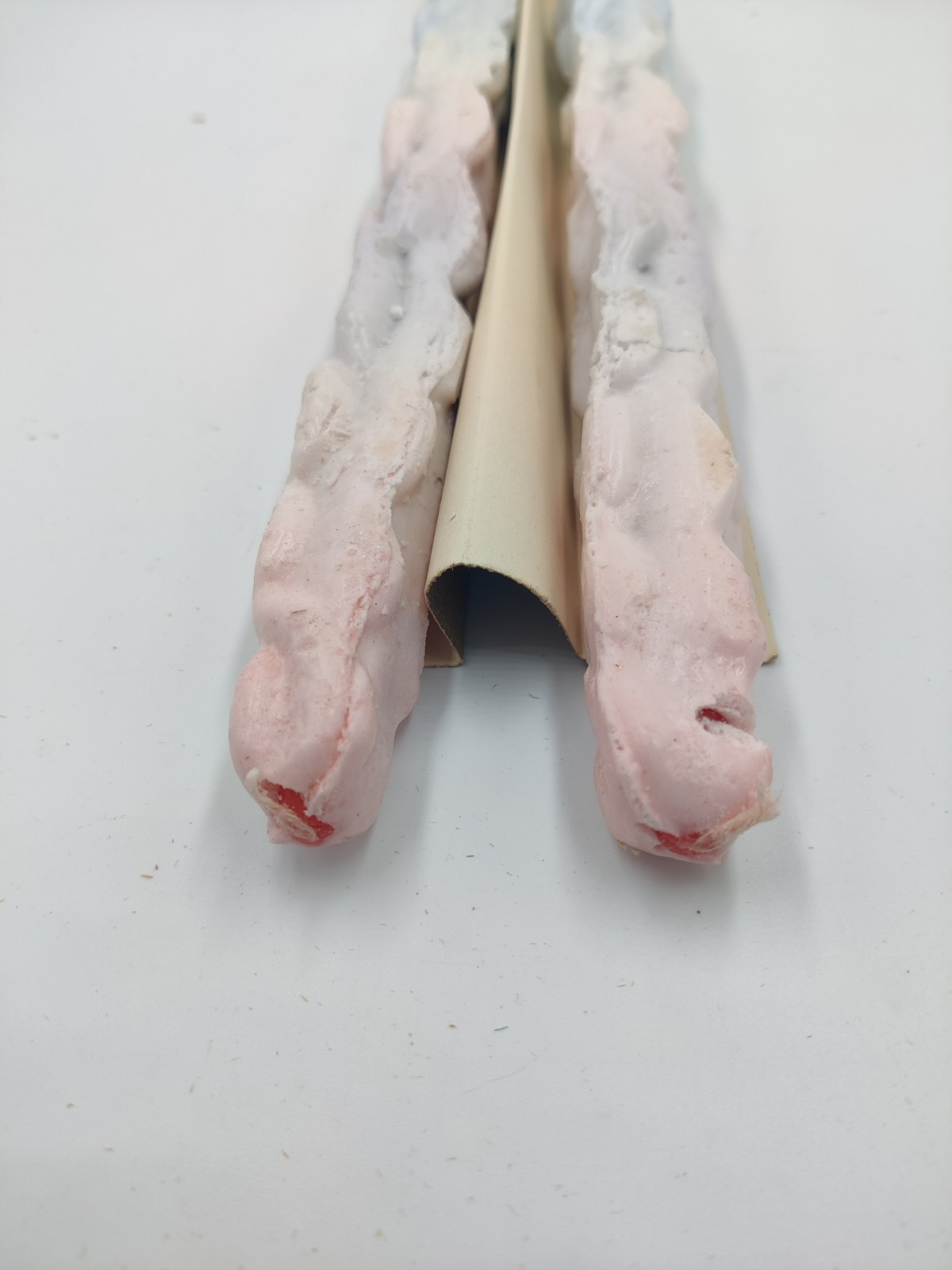 Vintage Colorful Rainbow Drip Taper Candles Cotton Wick Pair 12″ Unused *Cracked