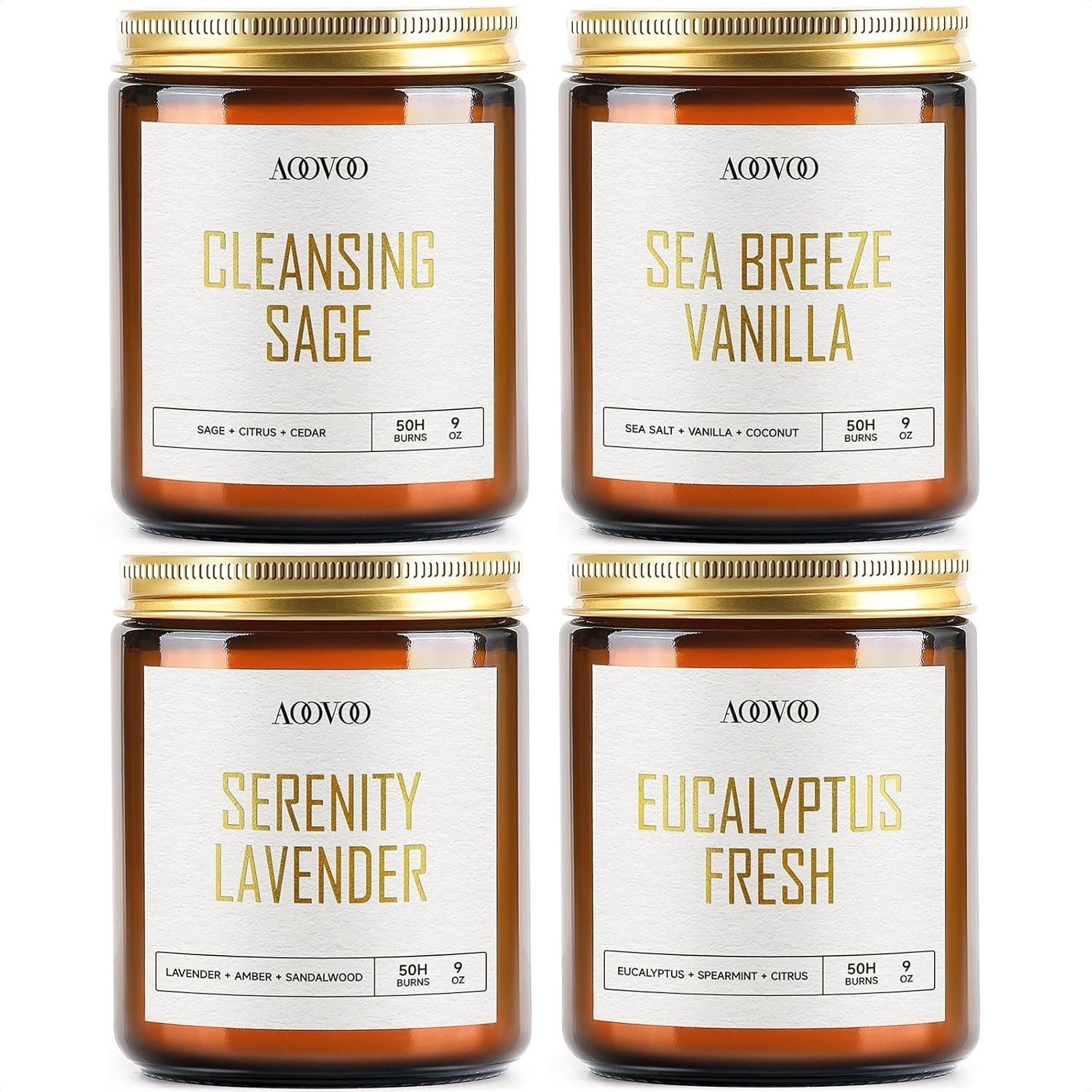 Soothing Aromatherapy Candle Set – 36oz of Lavender/Vanilla/Eucalyptus/Sage