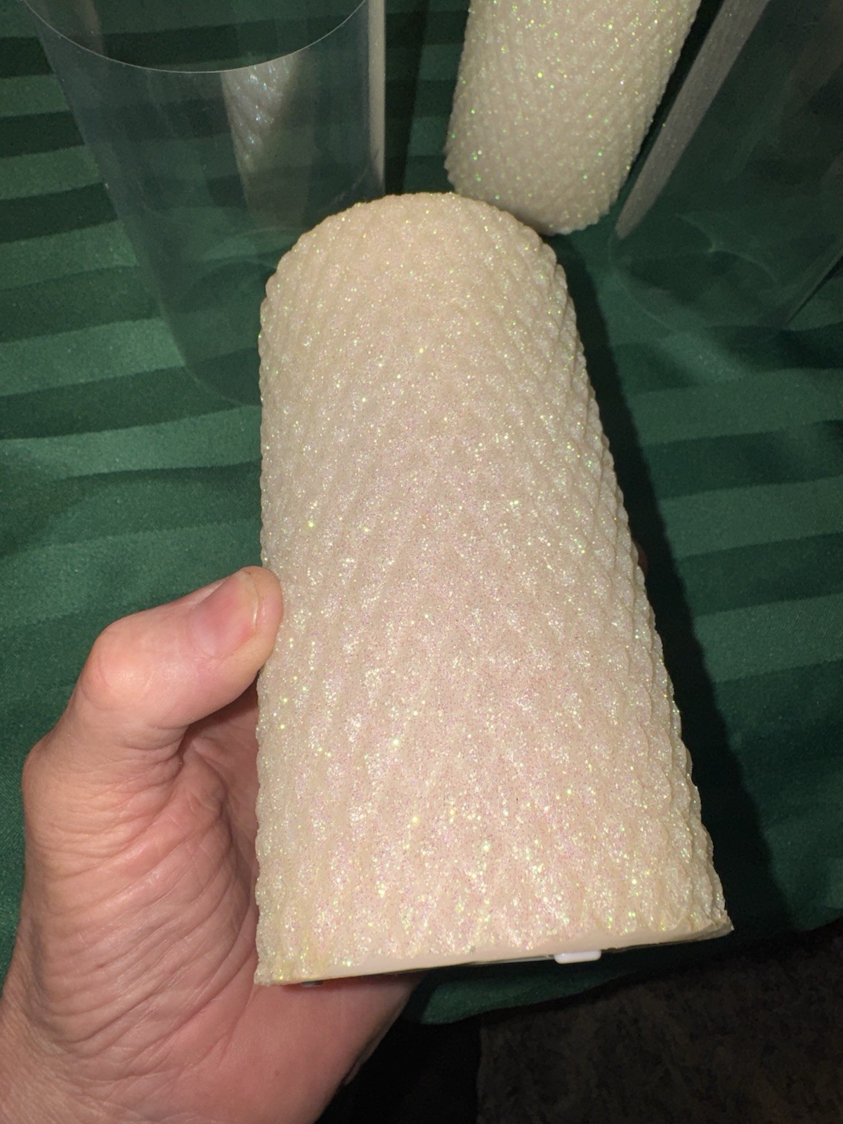 2-Luminara Battery Operated Flameless Pillar Candles Ivory Honeycomb BEAUTIFUL.