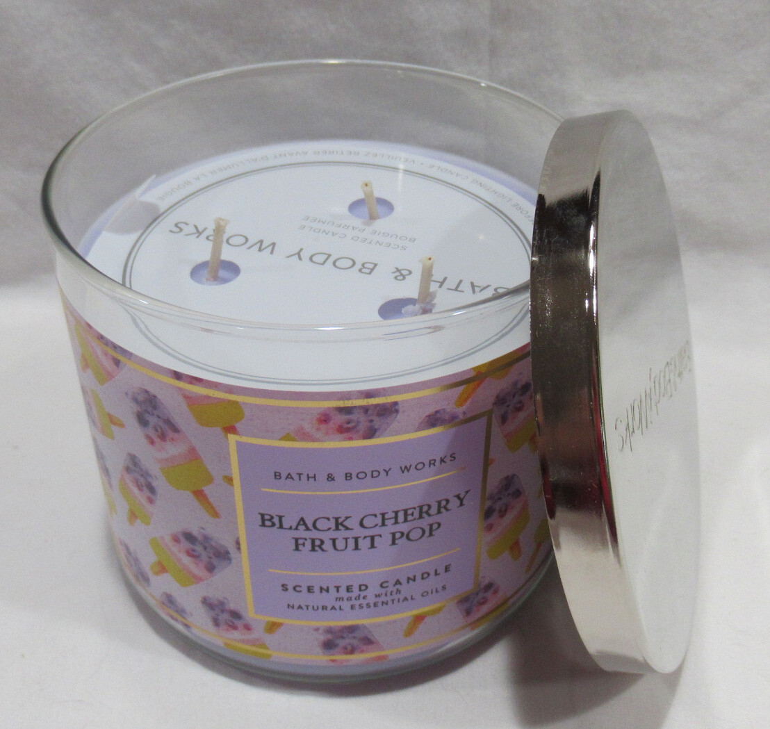 Bath & Body Works 14.5 oz Scented 3-Wick Candle 25-45 hrs BLACK CHERRY FRUIT POP