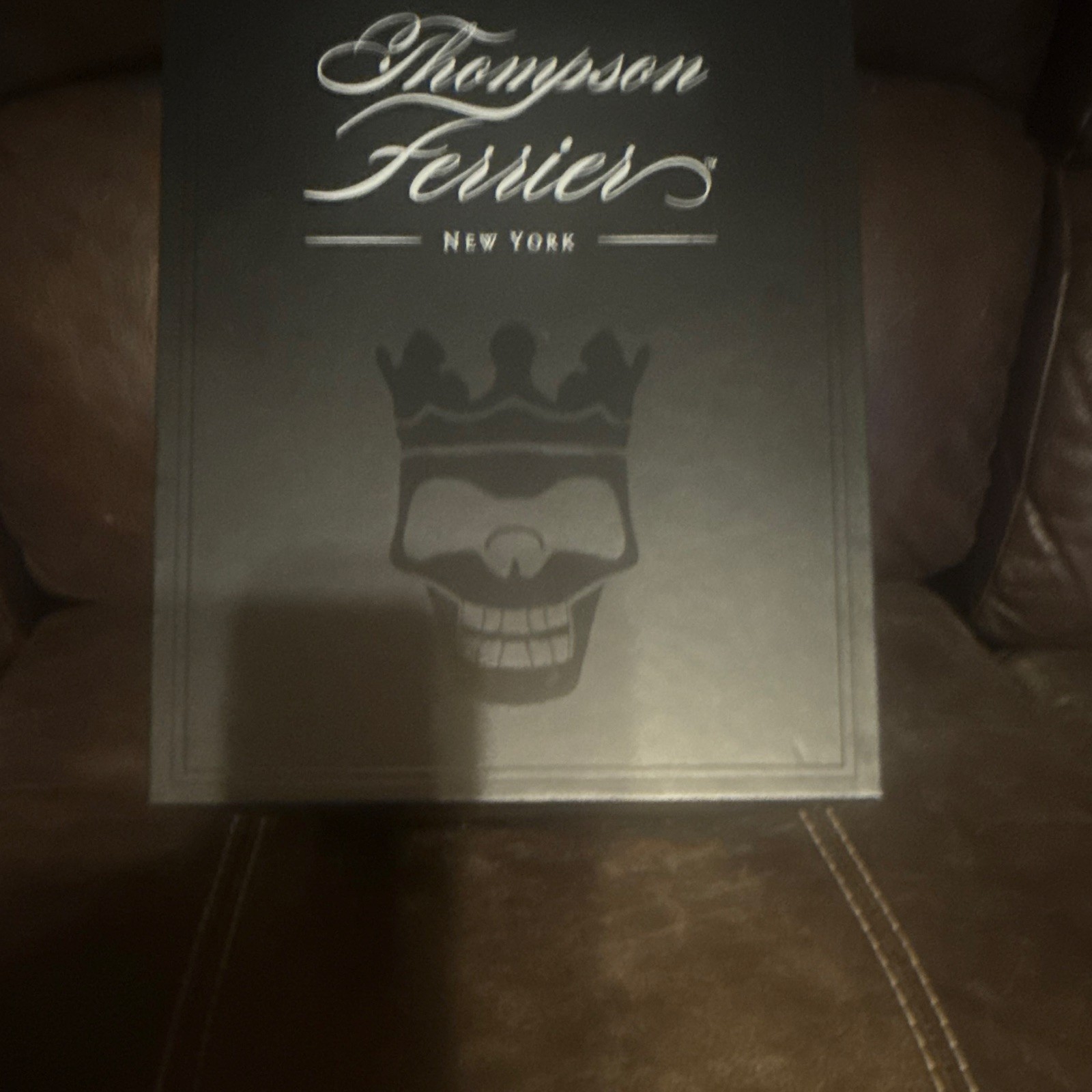 Thompson Ferrier Silver/Black Glossy Ceramic Crown Skull Sculpture 6in Boxed