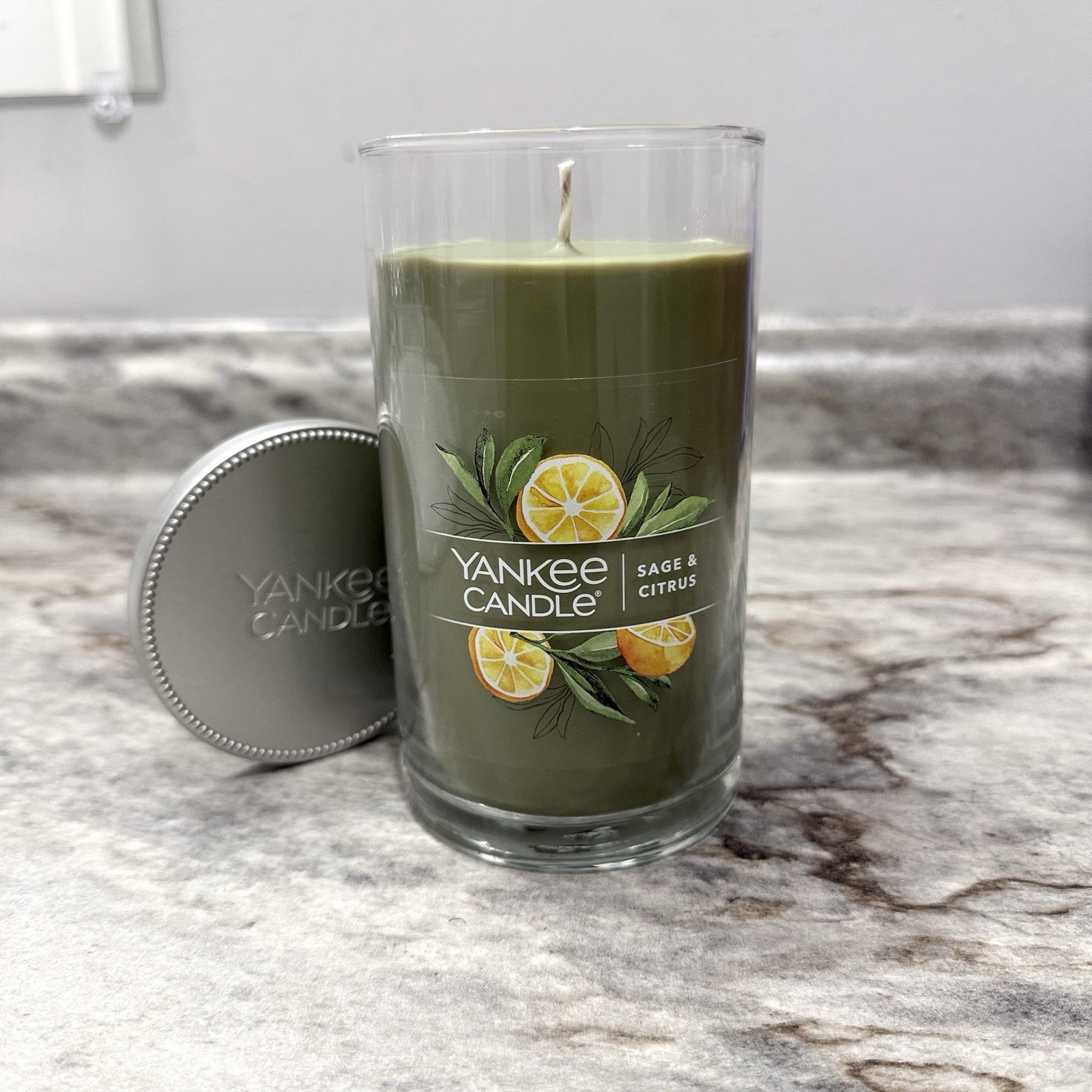 NEW Yankee Candle Sage & Citrus Medium Candle Fresh Clean Scent Fast Shipping!