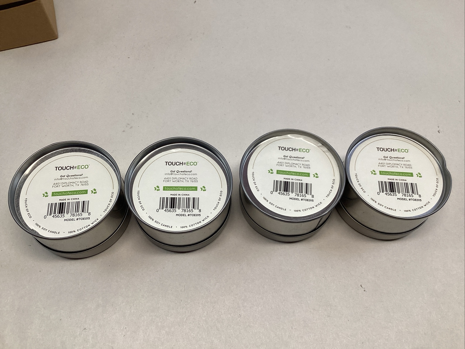 Touch of Eco Artisan Soy Hand Poured Candles Lot of 4