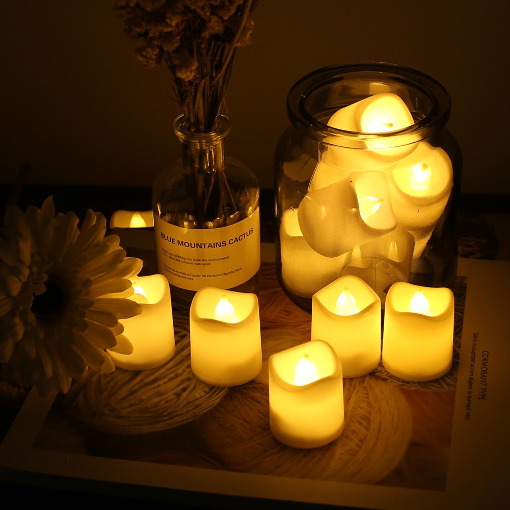 24/48 Pack LED Tea Lights Battery Operated Flameless Votive Candles Warm White