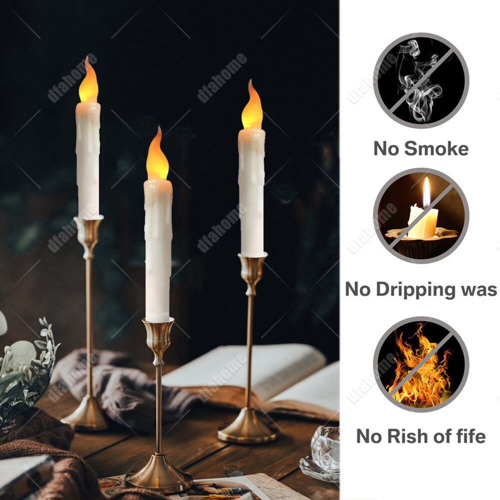 6PCS Battery Operated Flameless LED Taper Candles light Christmas Window Candle