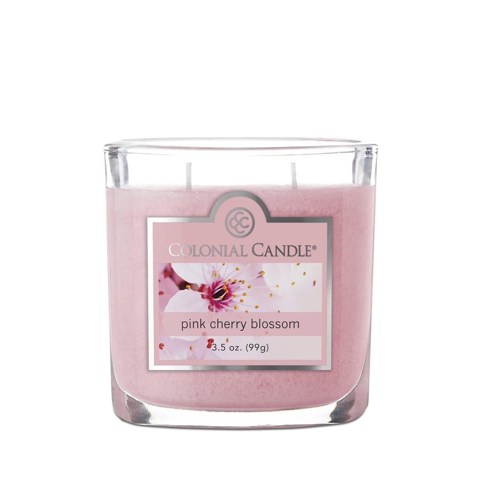 Pink Cherry Blossom Scented Jar Candle 2 Wick, 3.5 oz Mottled Wax