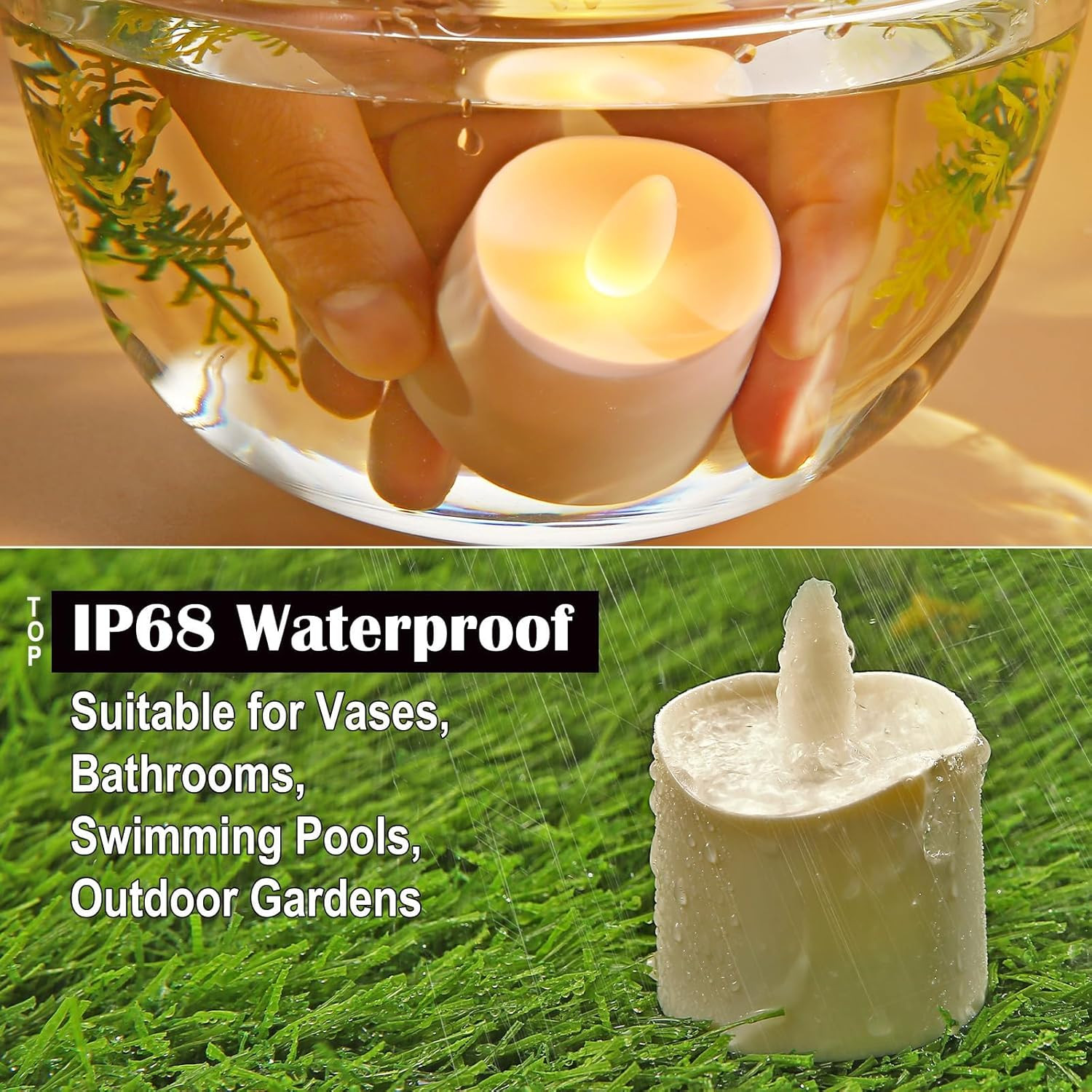 Flameless Candles with Remote Timer, 100+Hours Rechargeable Waterproof Battery O