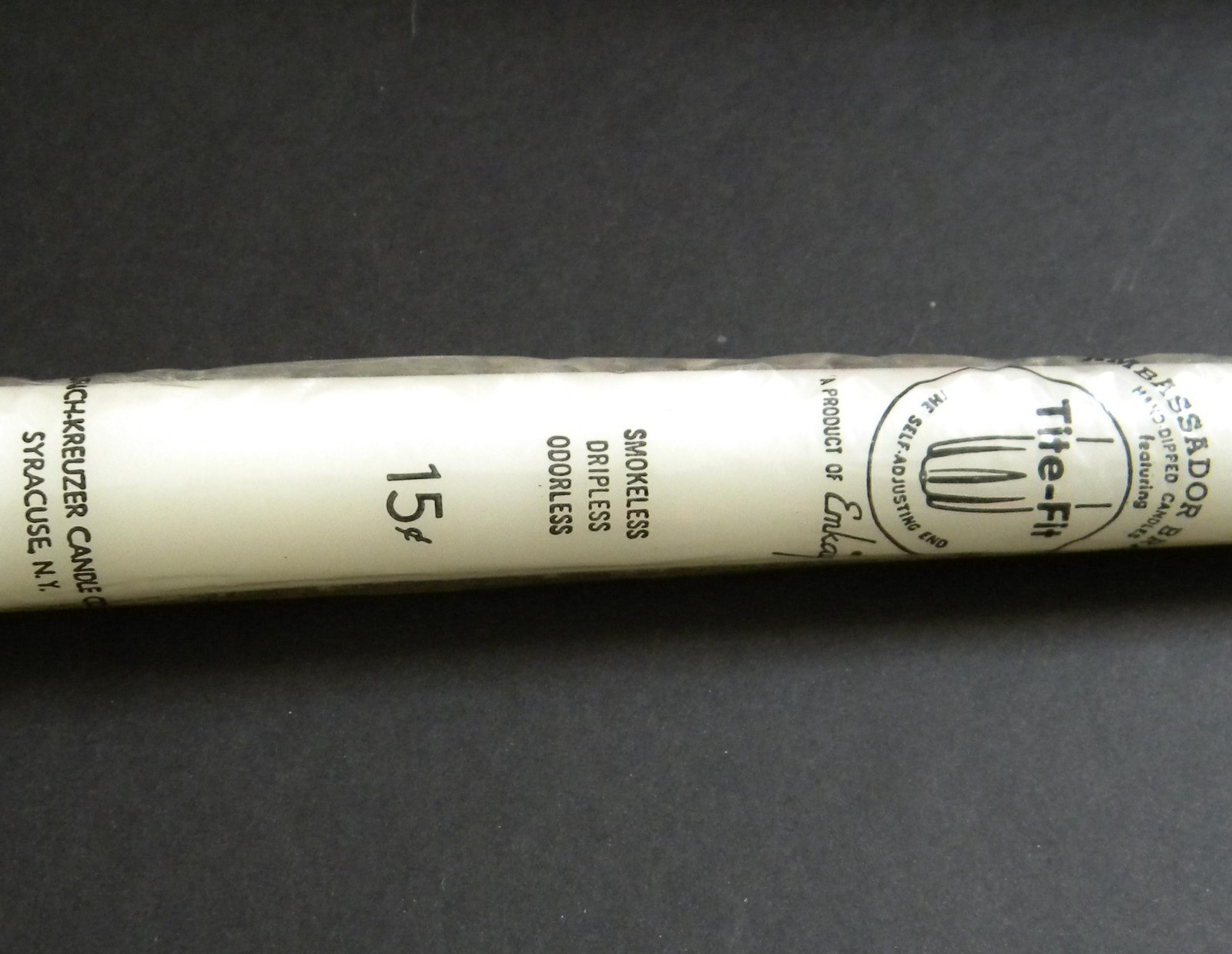 Emkay Tite-Fit Smokeless Dripless Odorless 12″ Taper Candles #6052 Box/12 (NOS)