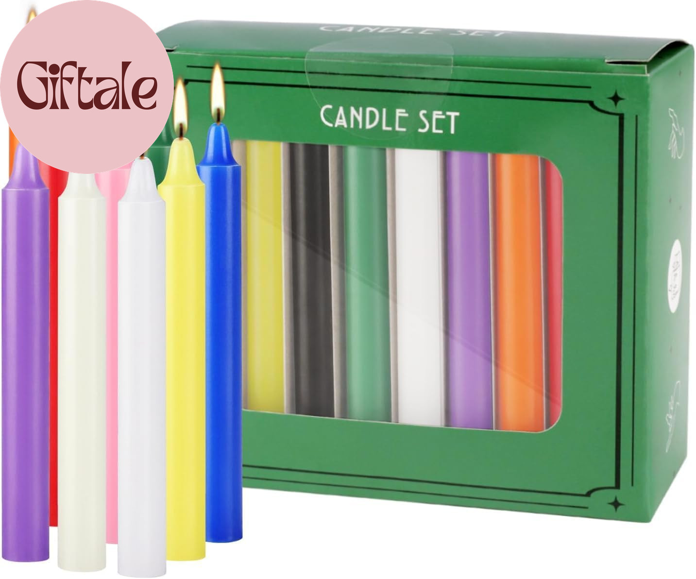 40 Pack Spell Chime Candles-4 Inch Multi-Colored Taper Candles Sticks-For Home D