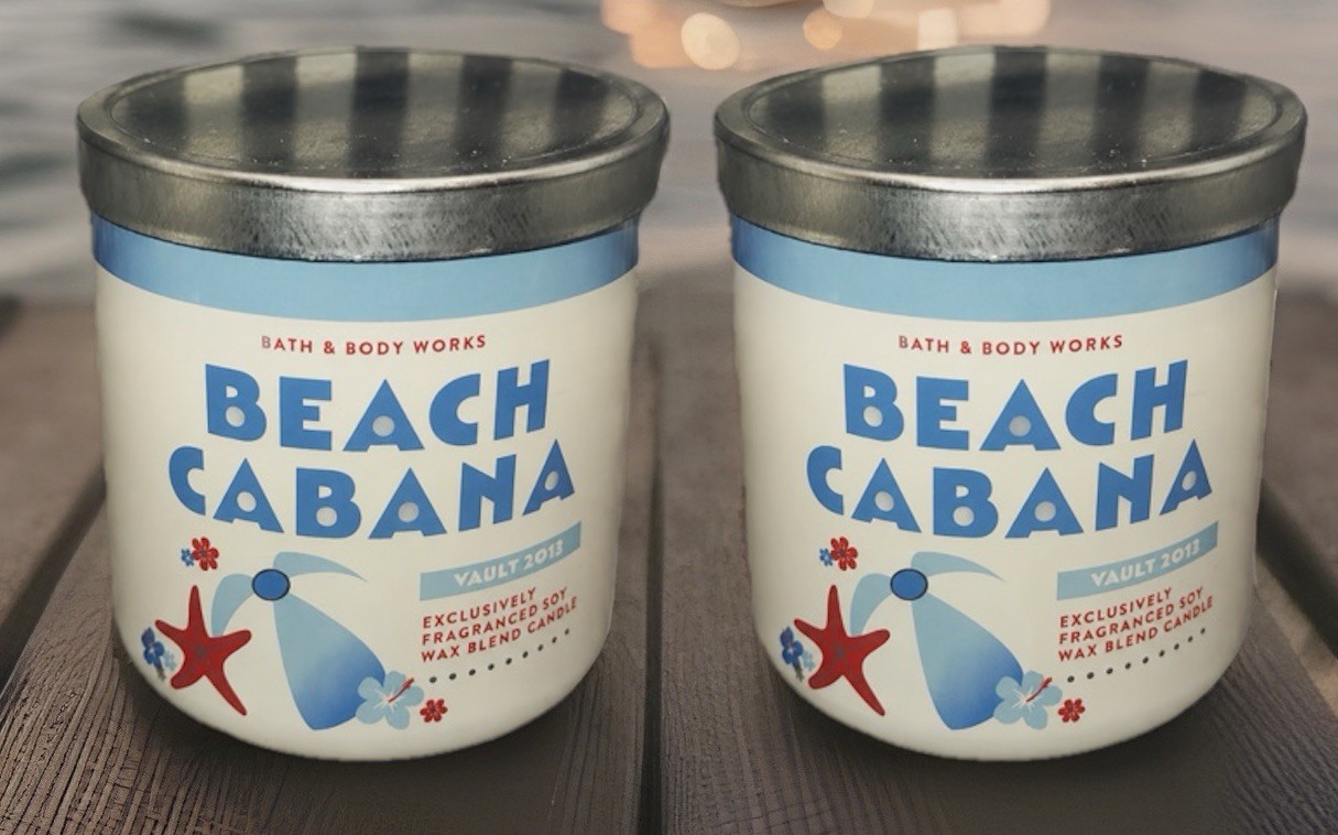 Lot Of 2 Bath & Body Works Beach Cabana 3 Wick Candle 14.5 OZ. RARE FROM VAULT⛱️