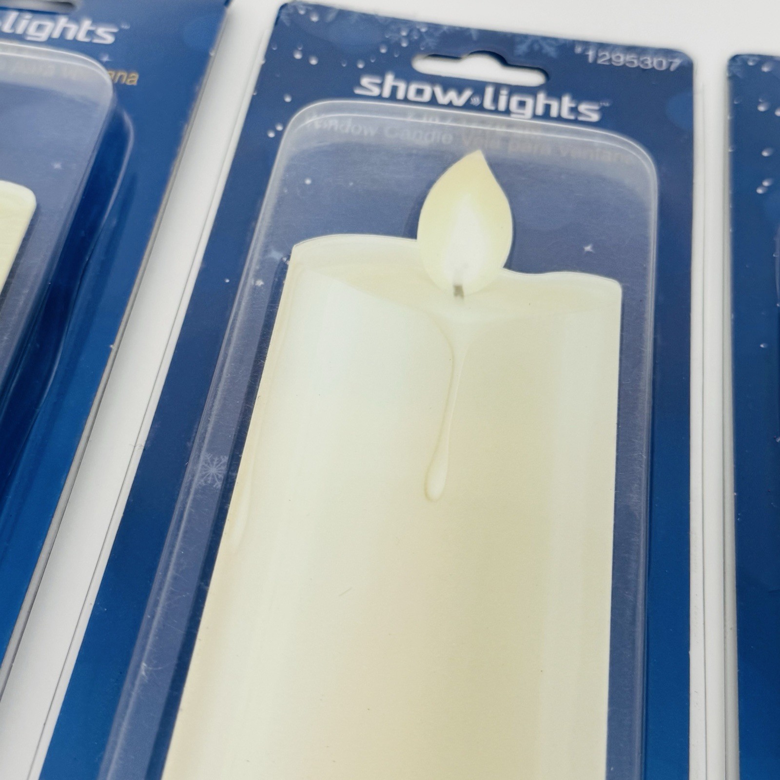 Show Lights Flat Whte Window Candle 7″ Battery Powered Stick On Candles Lot of 3