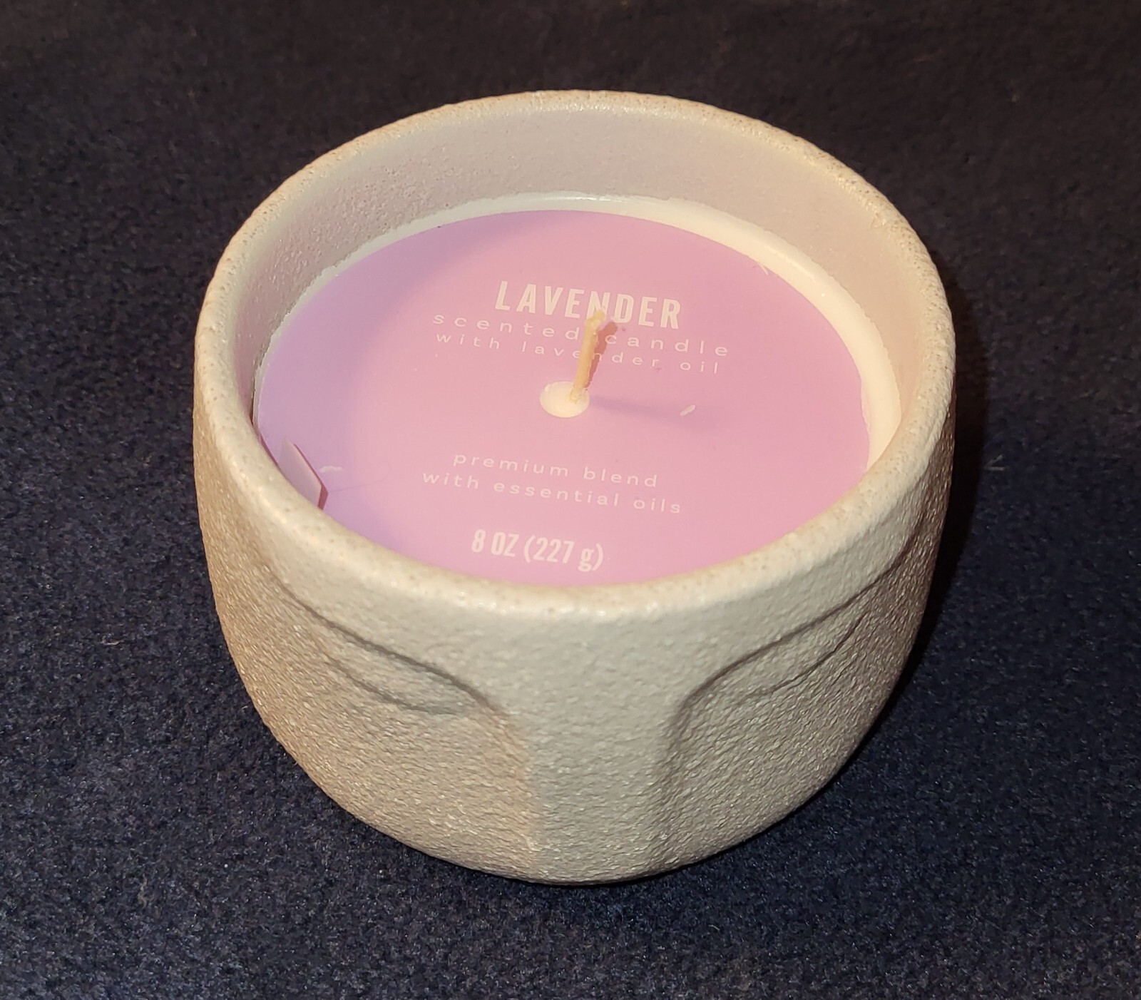 LAVENDER SCENTED CANDLE in Reusable Stone Face Container