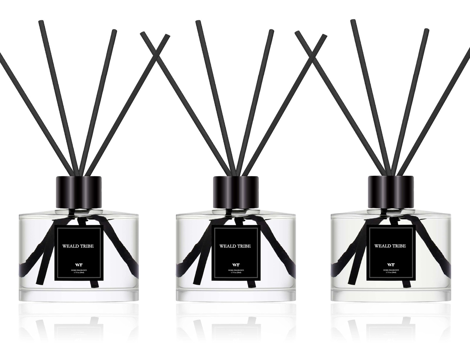 Reed Diffuser Set of 3 for Bathroom Air Fresheners, Oil Transparent