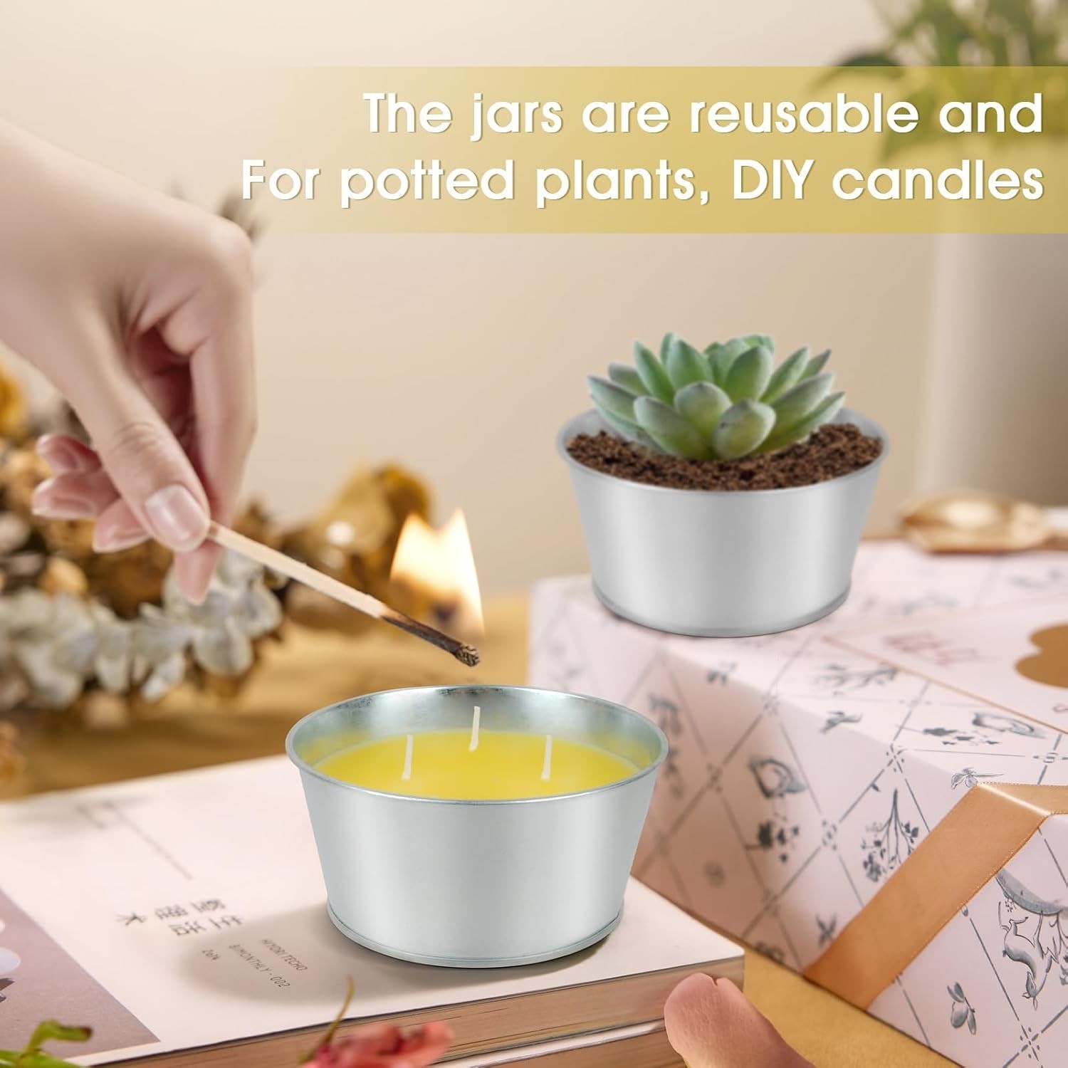 Large Citronella Candles Outdoor – Lemongrass Scented Candle Set 2 Pack Natur…