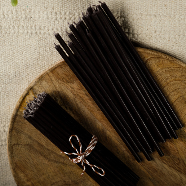700 Pack Black Beeswax Taper Candles 6.3″ Thin Taper 0.2″ Church Orthodox