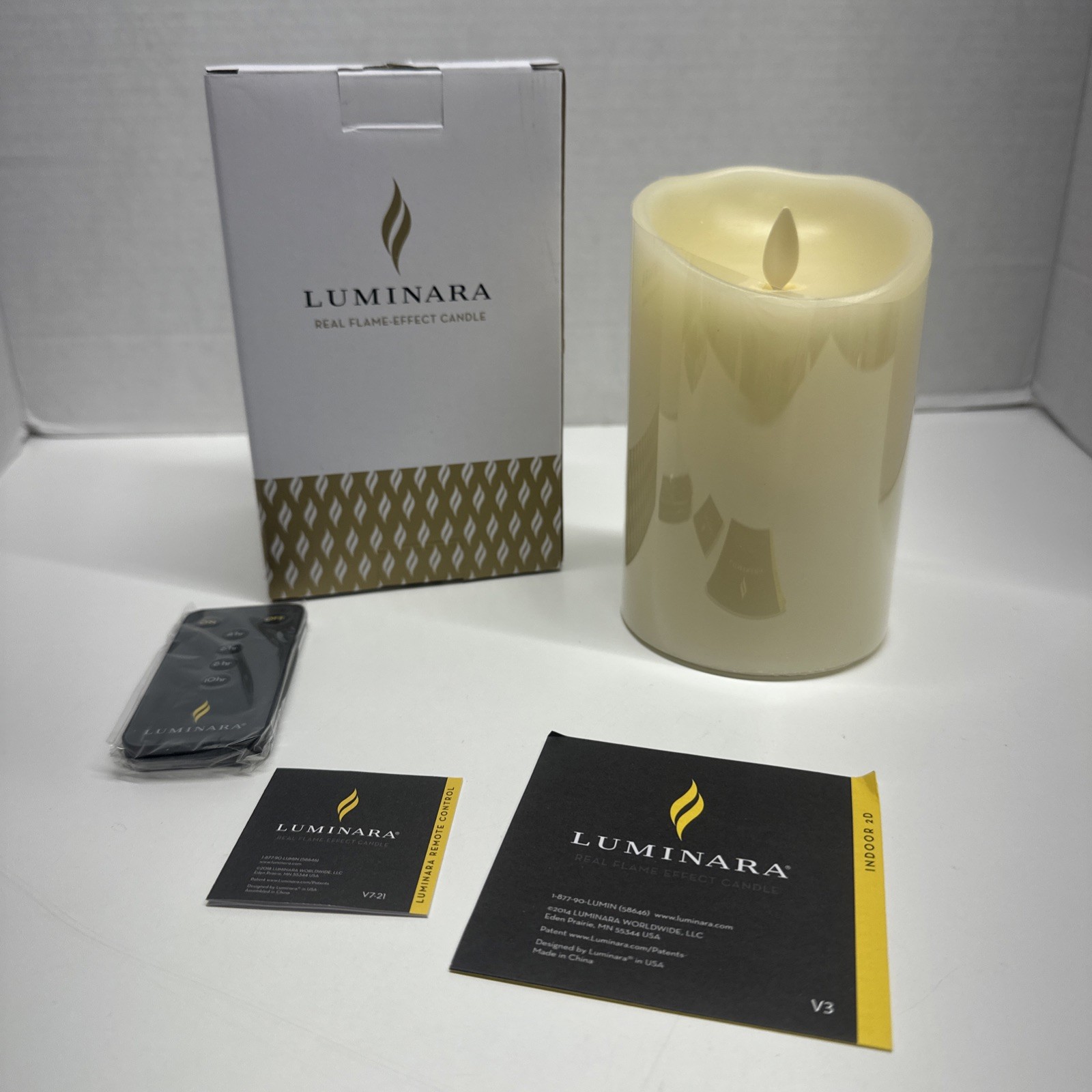 Luminara Candle Real Flame Effect Unscented Flameless Ivory Remote New 5.5” Tall