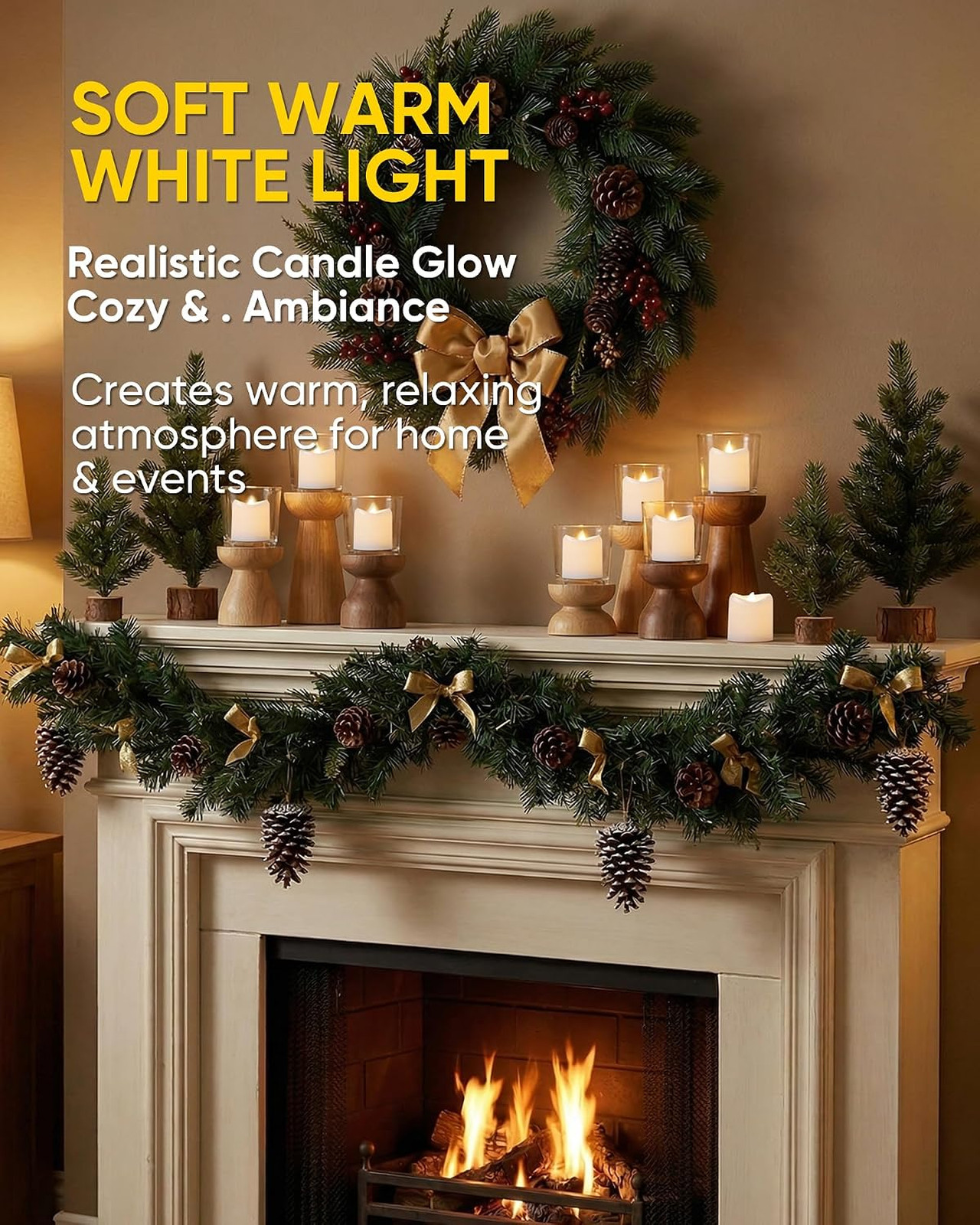 White LED Flameless Votive Tealight Candles, Warm White, 1.5″x1.6″, 24 Pack