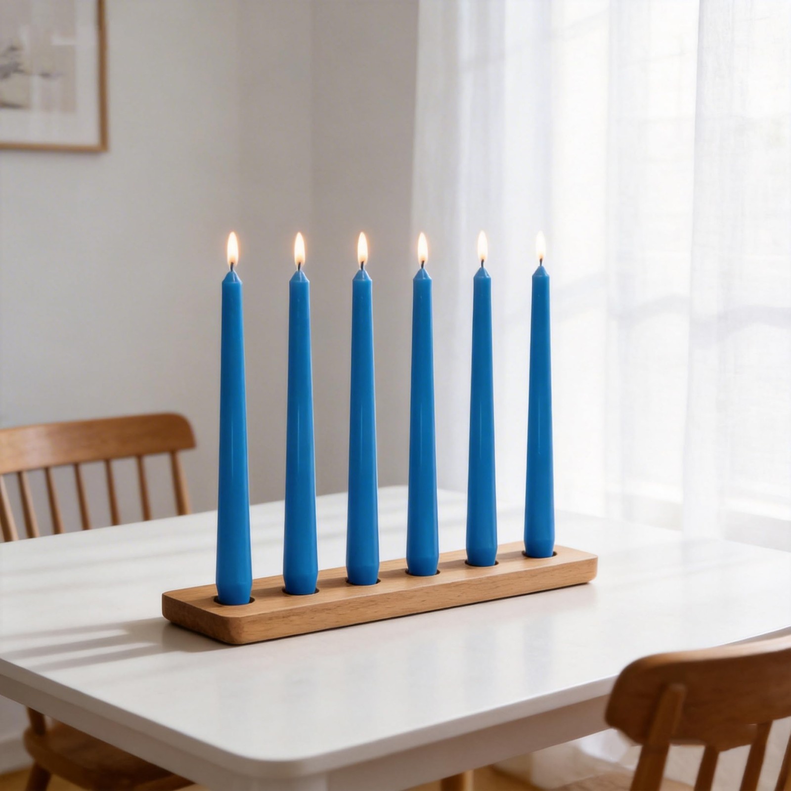 12 PCS Blue Taper Candles 10 Inch Dripless Unscented Smokeless Long Burning