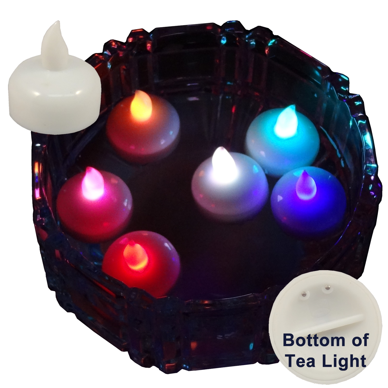 6 Multi-color Led Floating Floral Tea Light Candle for Wedding Centerpiece Decor