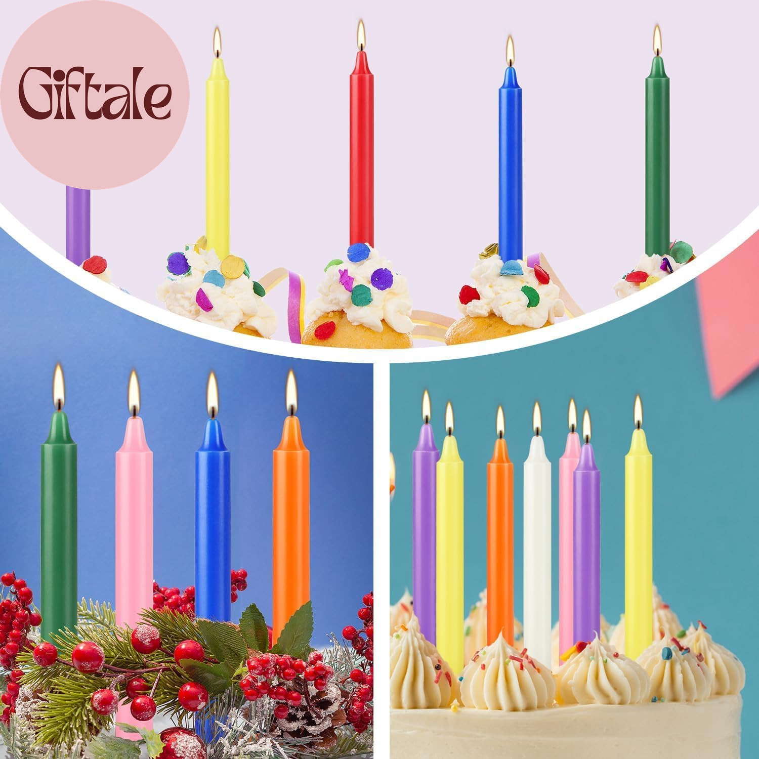 40 Pack Spell Chime Candles-4 Inch Multi-Colored Taper Candles Sticks-For Home D