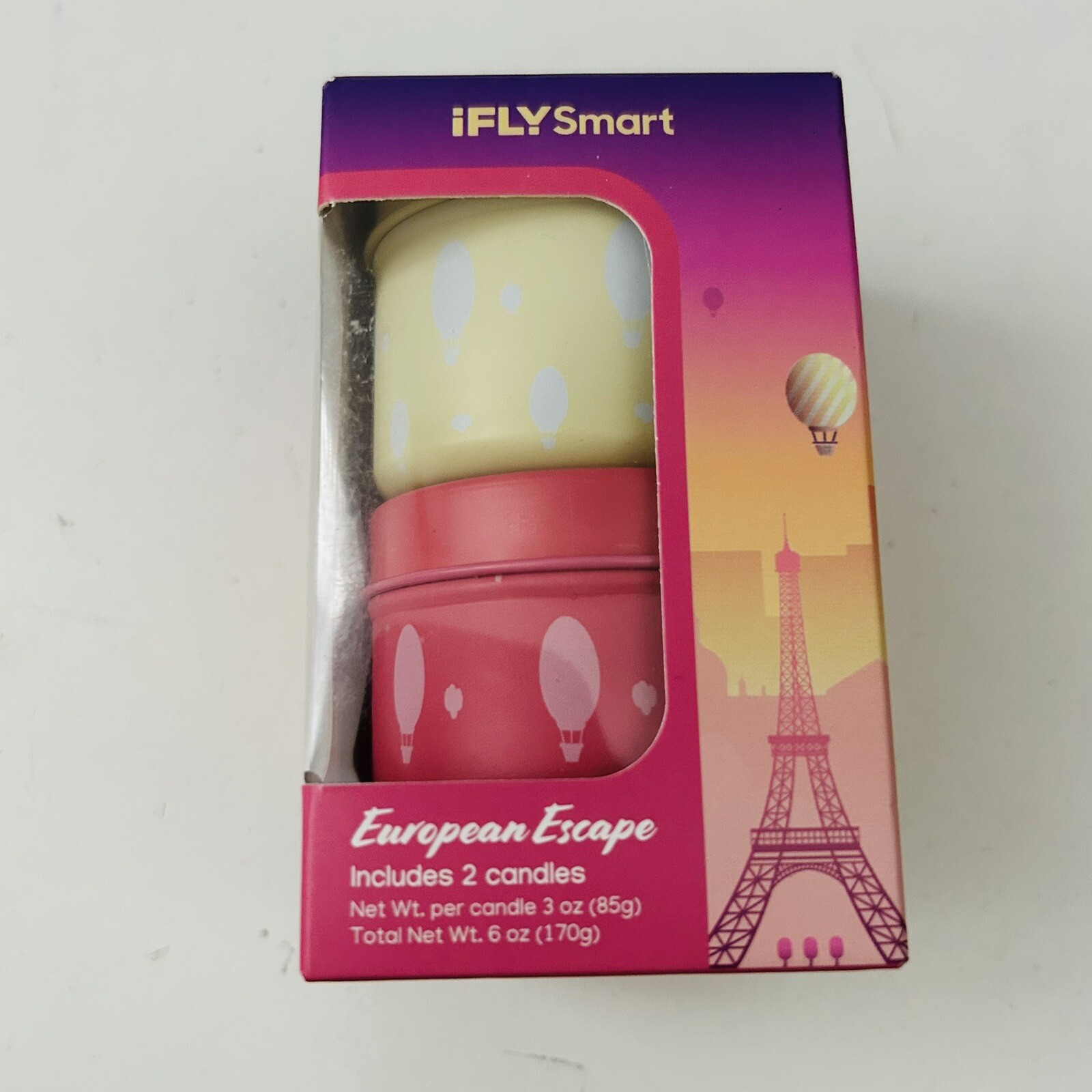 IFLY Smart Set of 2 European Escape 3oz Candles, Mini Size Mighty Scent NIB