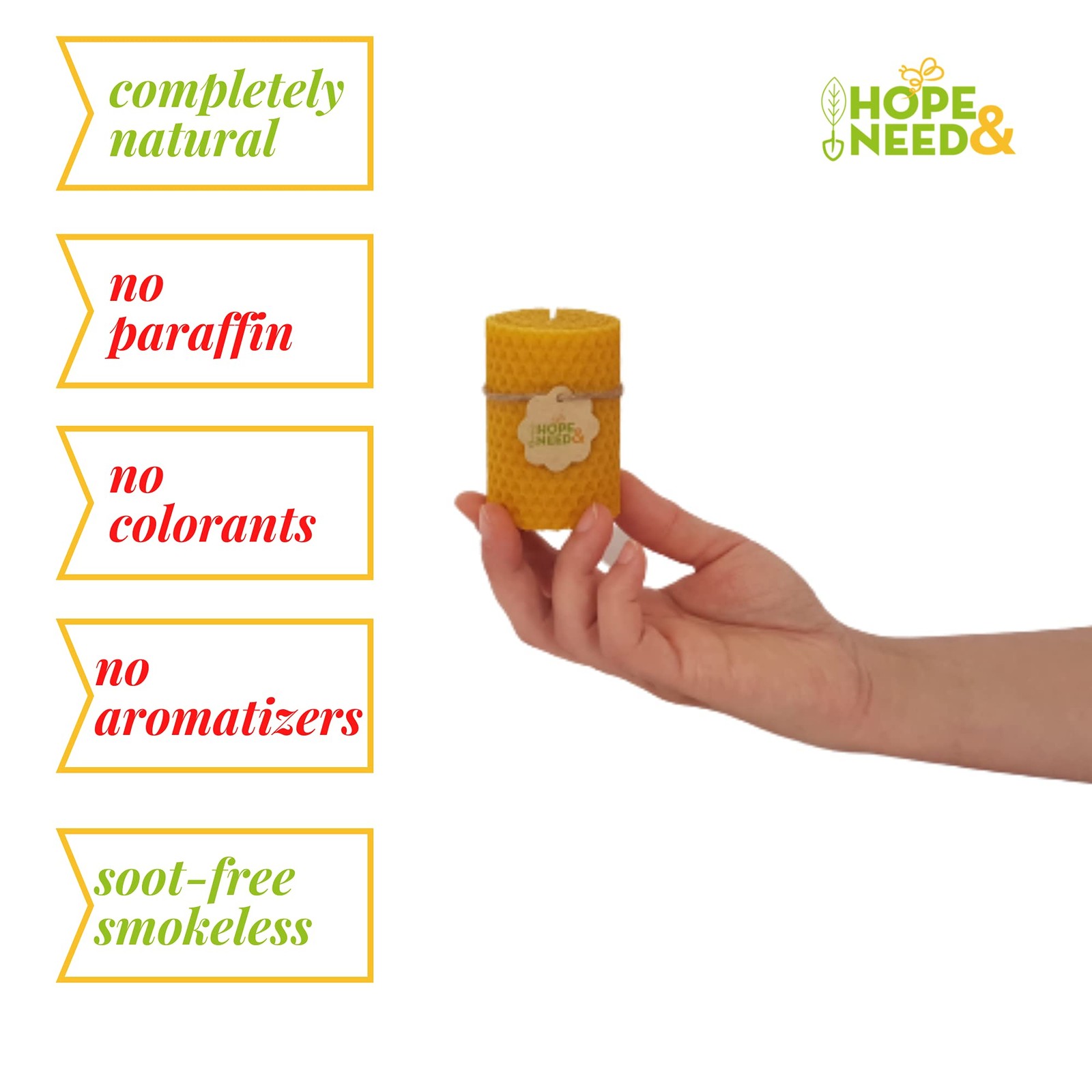 Beeswax Pillar Candles- Small Size 3 Pieces (2.8 inches x 2 inches)0 Pure …