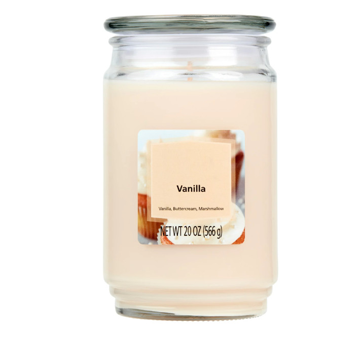 Vanilla Scented Single-Wick Large Glass Jar Candle, 20 oz ( 2 PACK )