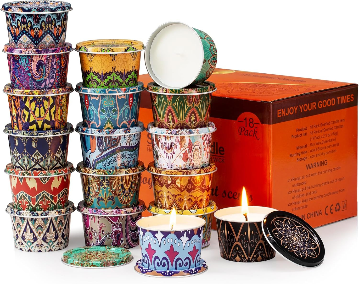 Scented Candles Set, 18 Pack(40Oz) Travel Soy Wax Candles Bulk, Long Lasting Aro