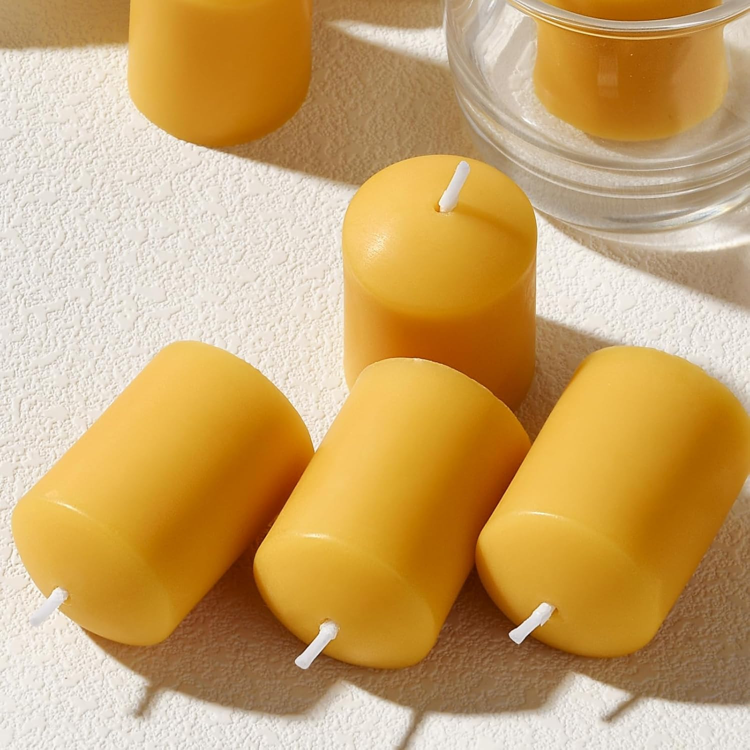 Beeswax Votive Candles Bulk-Pack of 10, Natural Unscented Beeswax Candles – 9 Ho