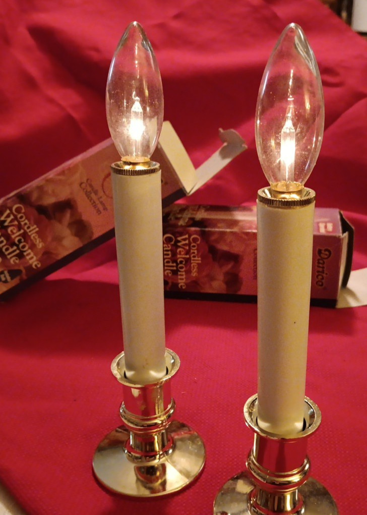 Vintage 2 Darice Cordless Welcome Candles Lamps Batteries Not Included