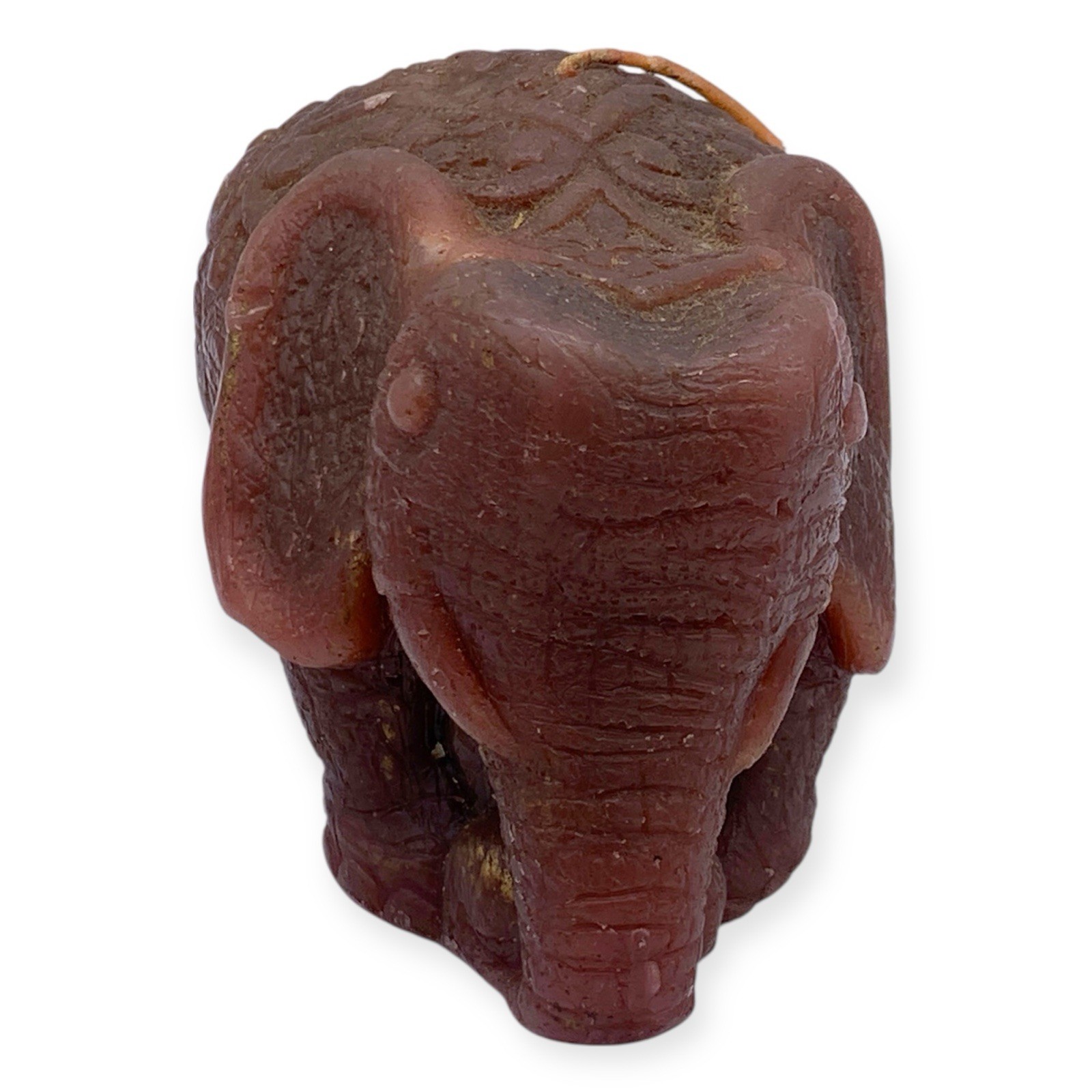 Vintage Elephant Brown Candle Molded Wax Figure Home Decor India Unlit Carved