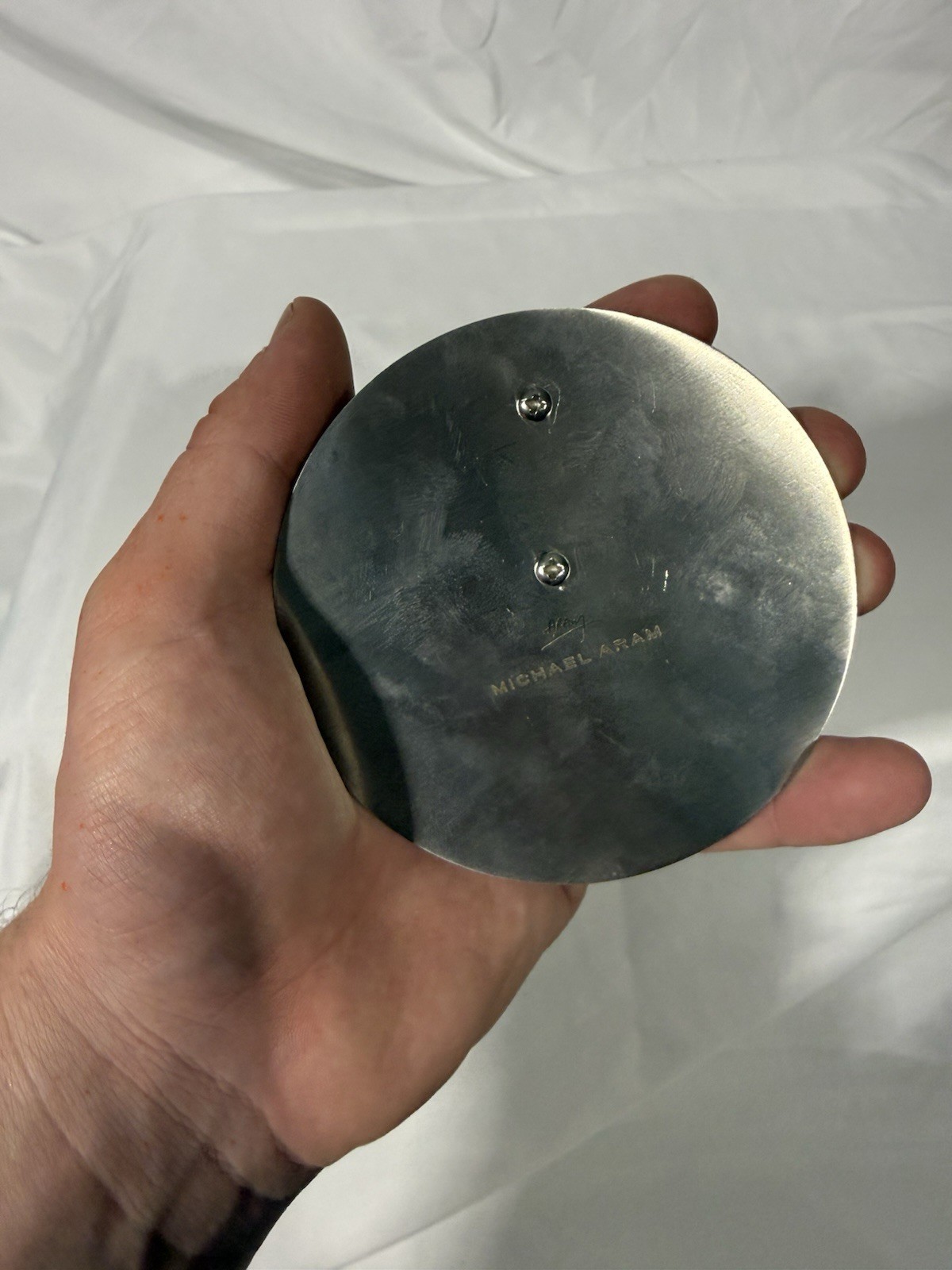 MICHAEL ARAM Pewter Bronze Leaf Candle Replacement Lid, Art Sculpture Signed