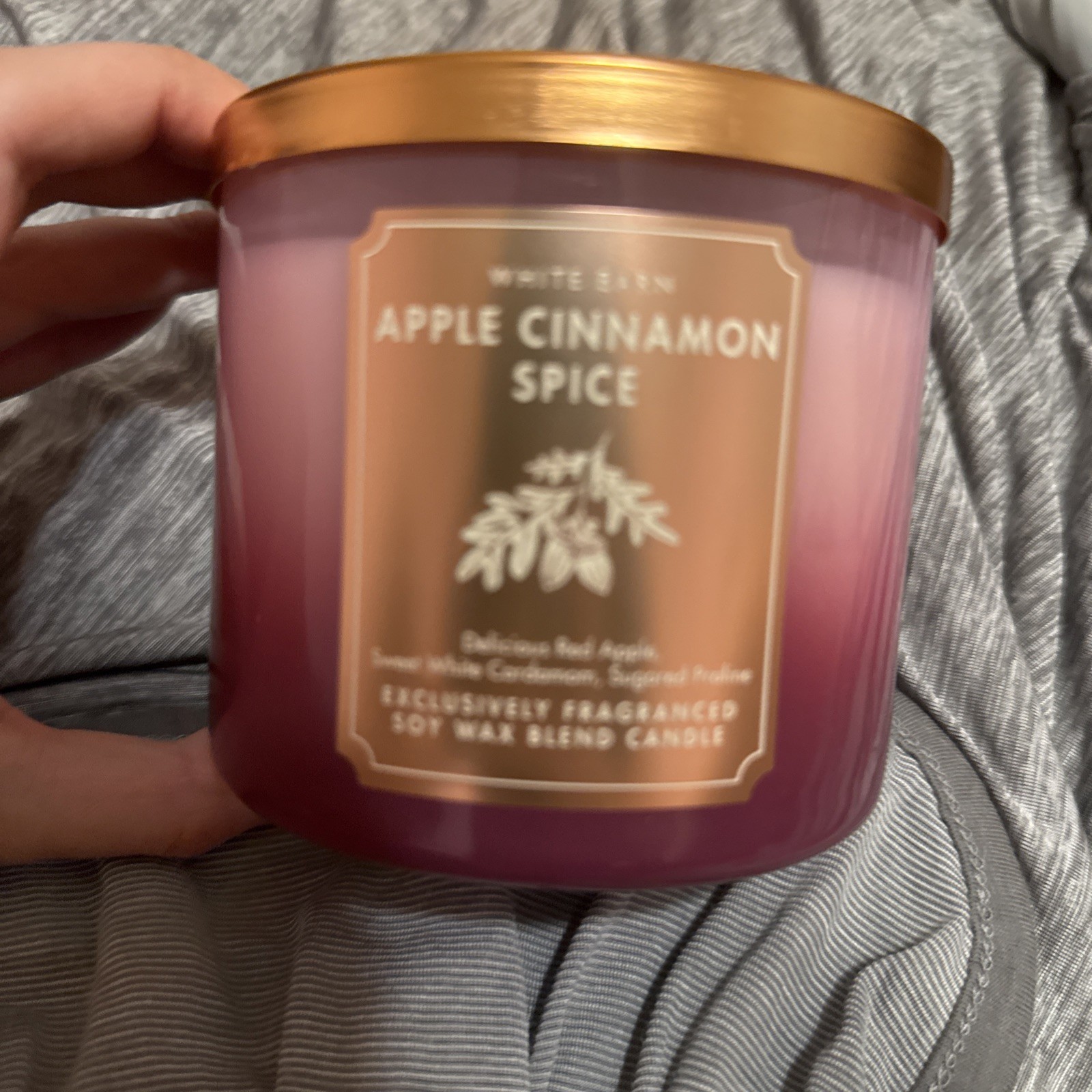NEW Bath And Body Works White Barn “Apple Cinnamon Spice” 3 Wick 14.5oz Candle
