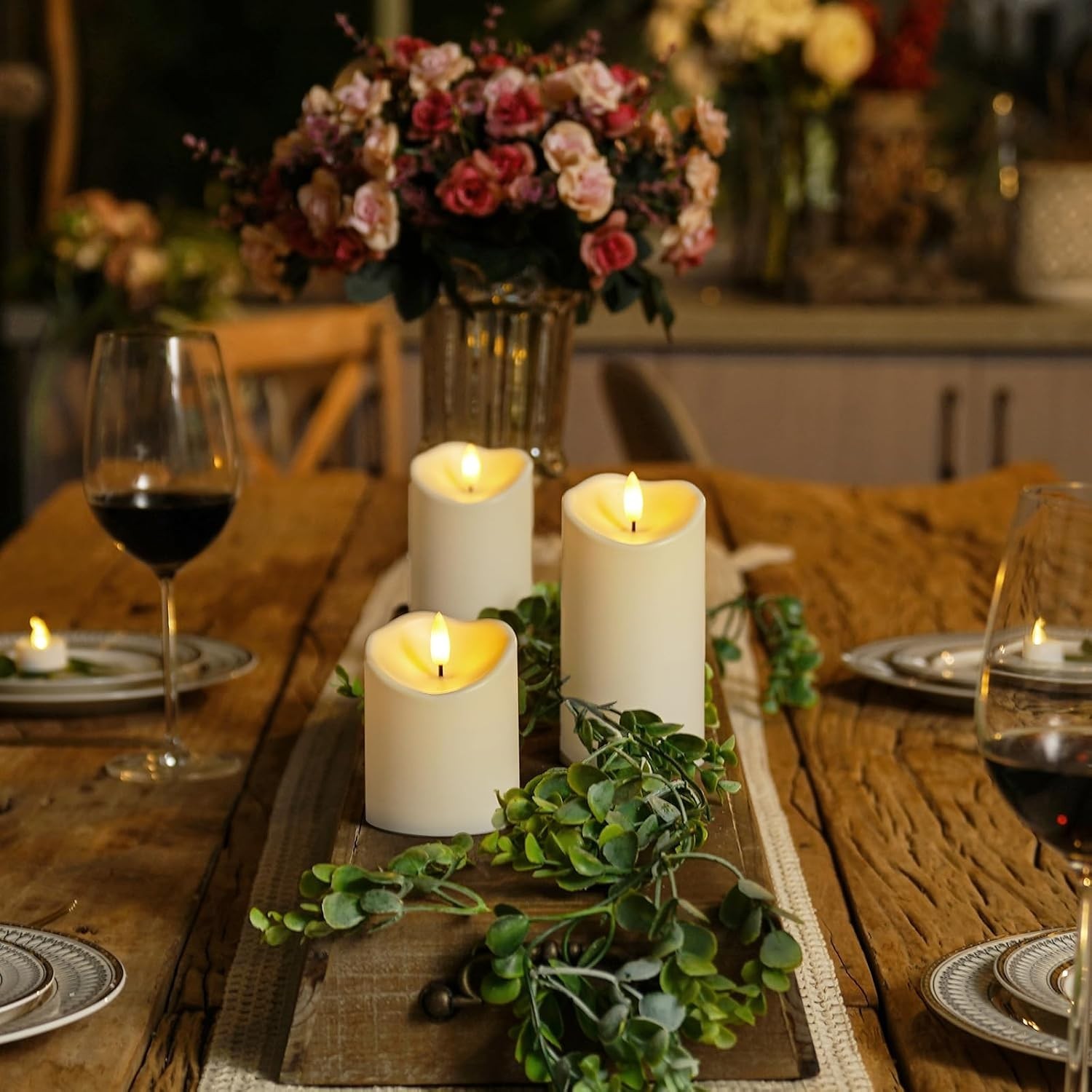 Indoor-Outdoor Flameless Candle Set – Waterproof LED Pillars with Remote Control