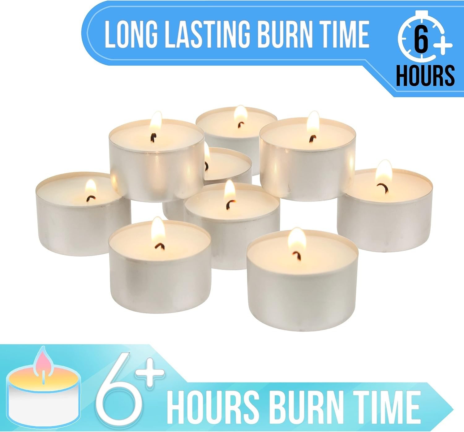 Unscented Long Burning White Tealight Candles, Bulk Pack, 6-7 Hour Burn Time,…