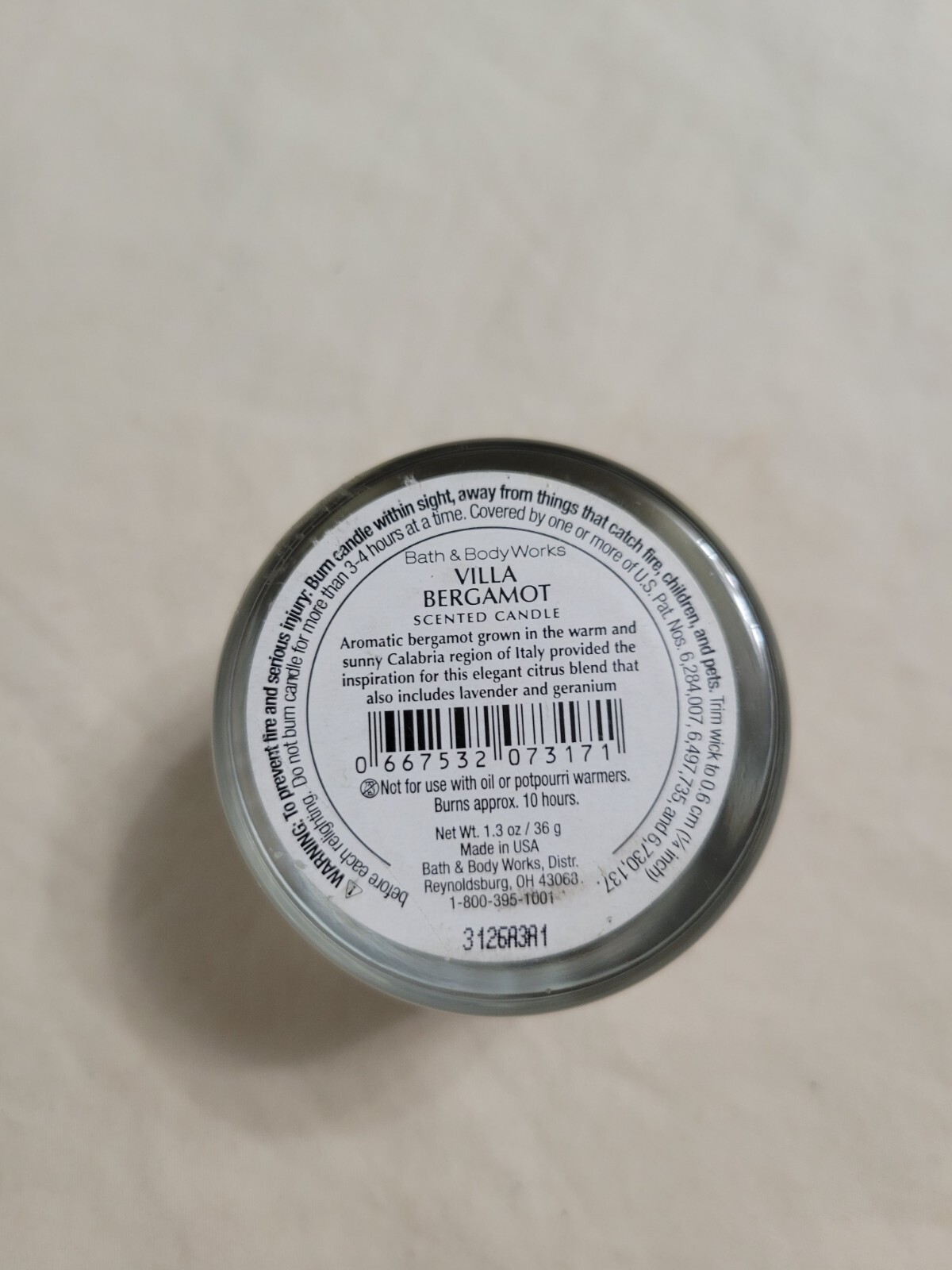 Bath & Body Works Mini Villa Bergamot Scented Candle 1.3 oz
