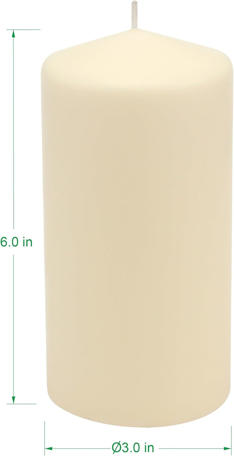 Pack Tall X Inch 65 Hour Long Burning Unscented Ivory Wax Pillar Candles