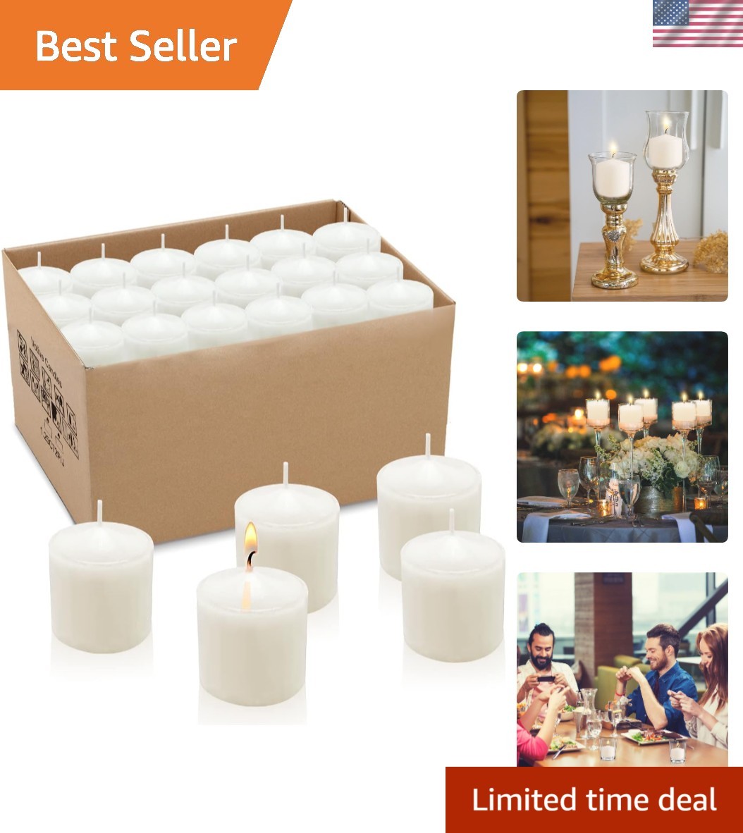 10 Hour White Votive Candles for Weddings Party Spa and Emergency, Set of 36 Uns