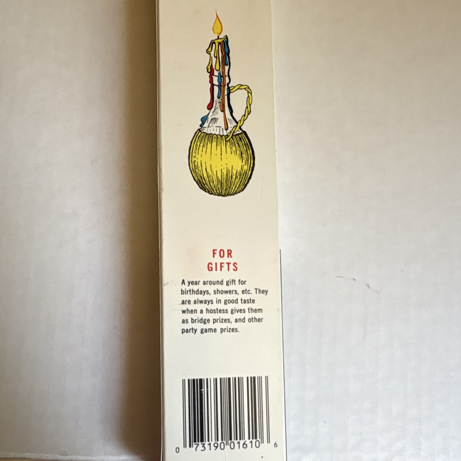 Vintage Color Wax & Candle Drip Candles 2-Pack 9 1/2in White/Multicolor Taper.