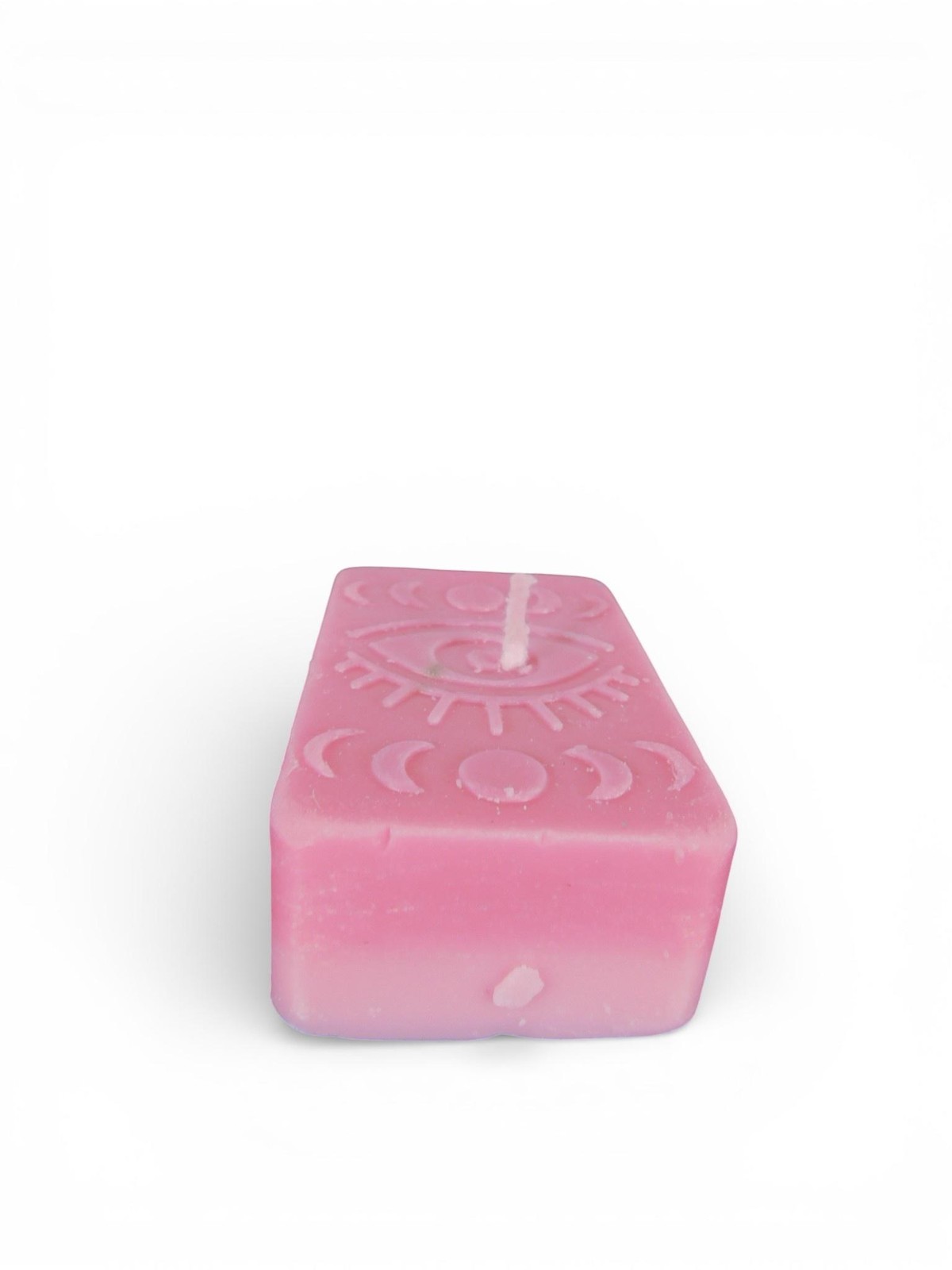 Handmade Pink Rectangle Eye Moon Phase Candle Small Mystical Wax Decor Witch