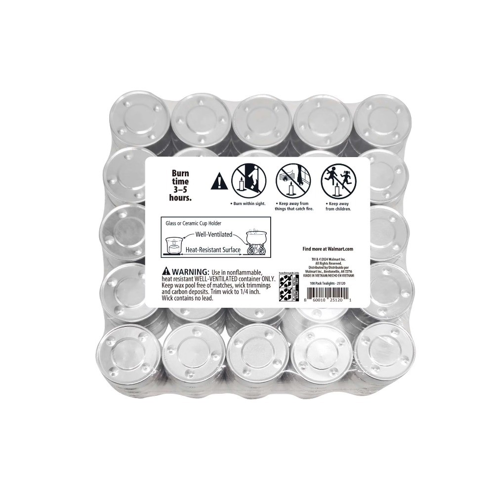 (5 pack) White Unscented Indoor/Outdoor Tealight Candles, 100 Count