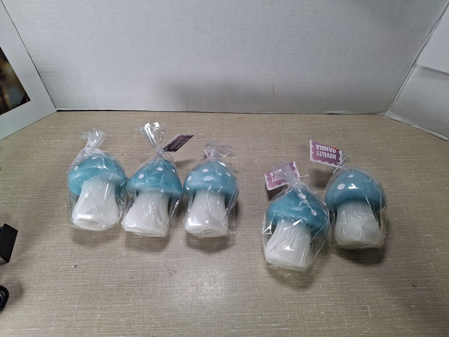5 3 1/2-in Blue And White Mushroom Novelty Candles